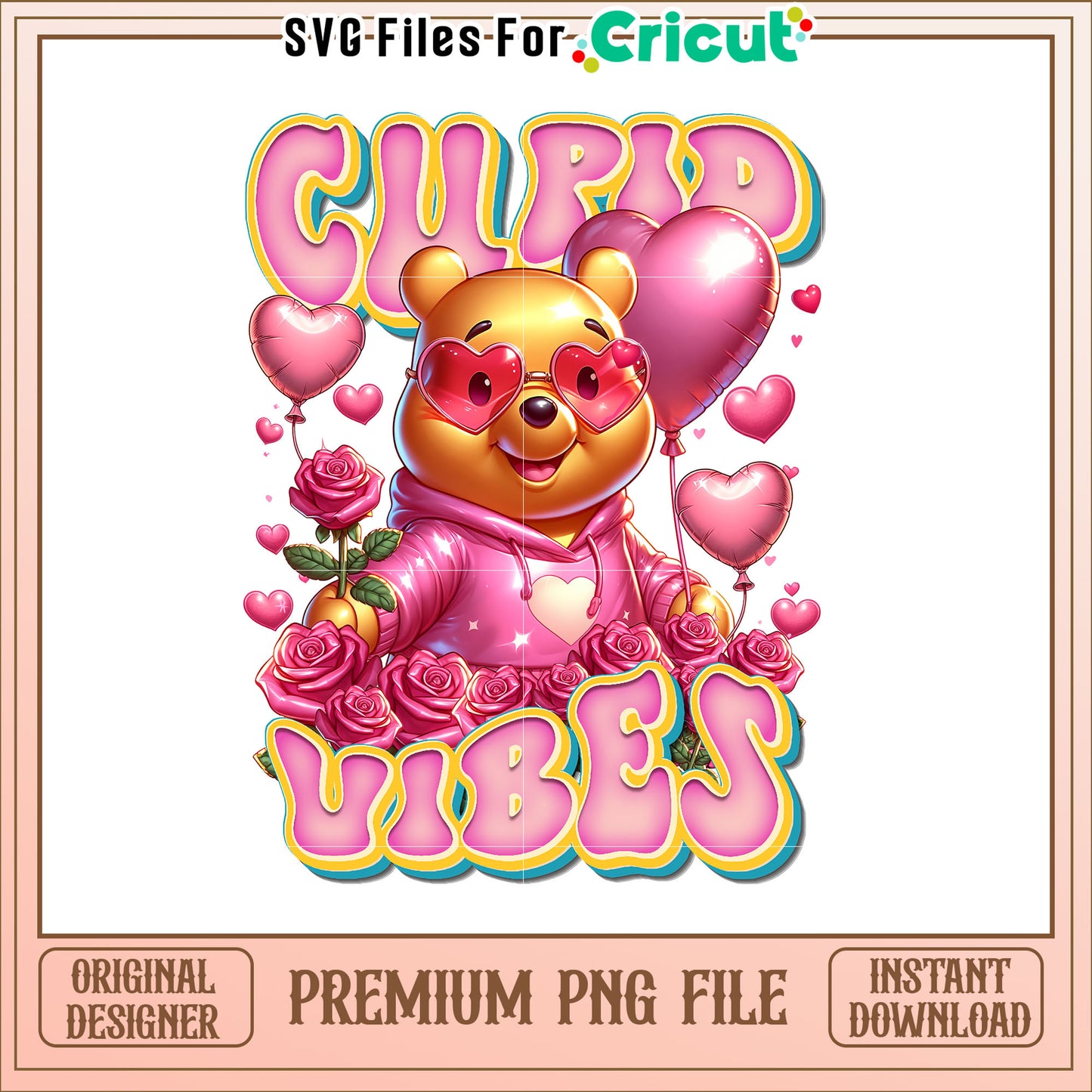 Winnie the Pooh Cupid Vibes PNG