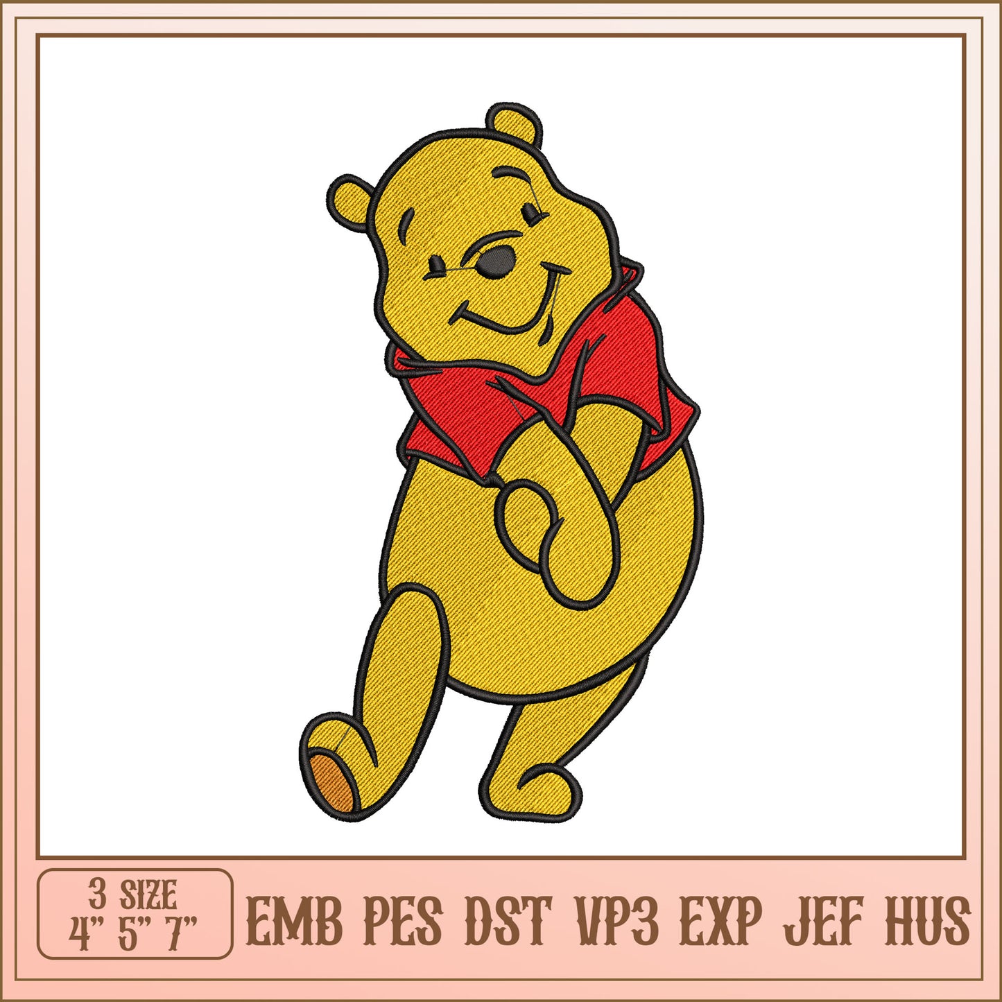 Winnie the Pooh Embroidery Design 3 Sizes