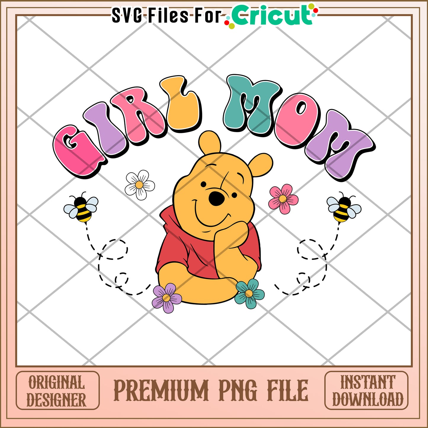 Winnie the Pooh Girl Mom PNG