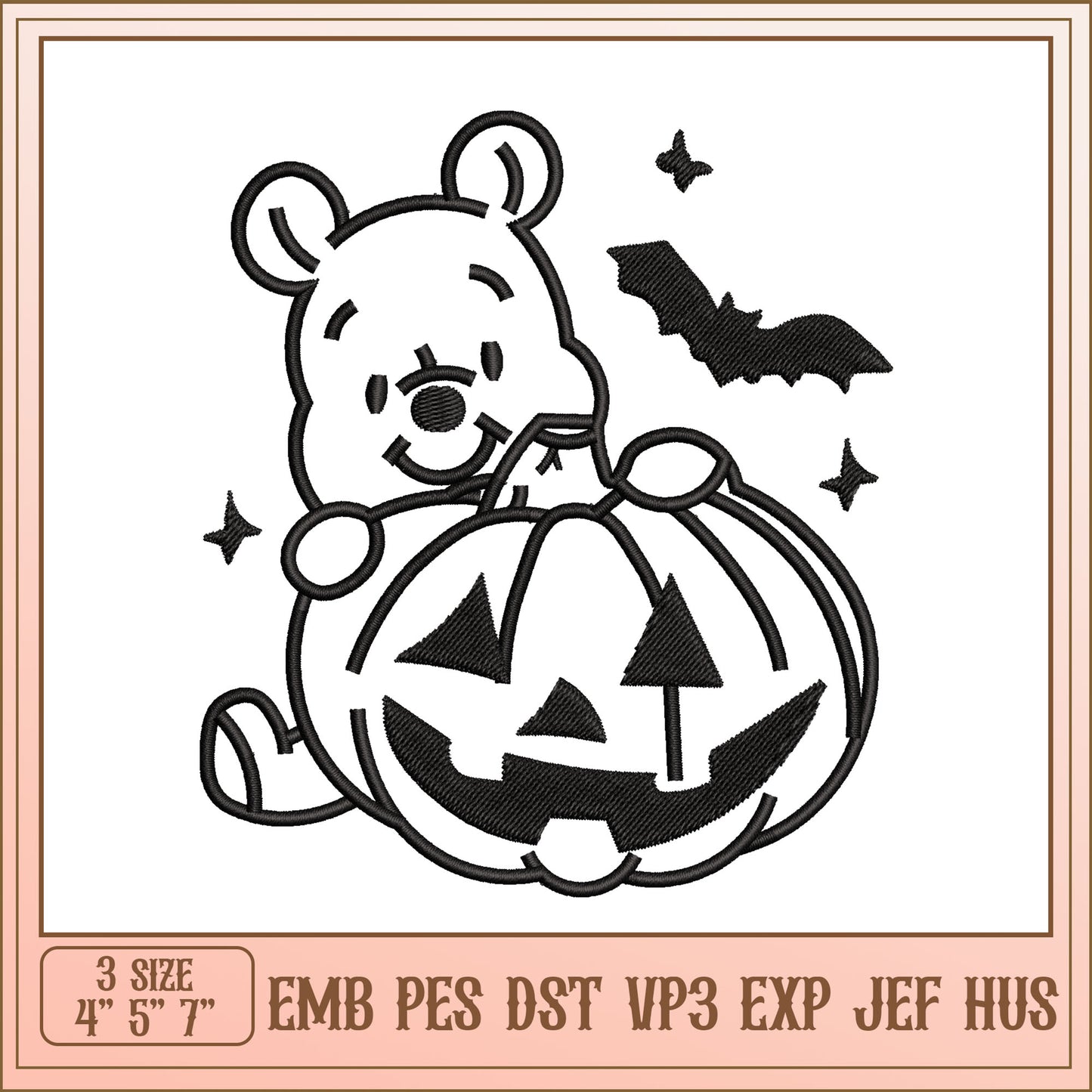 Winnie the Pooh Halloween Embroidery Design