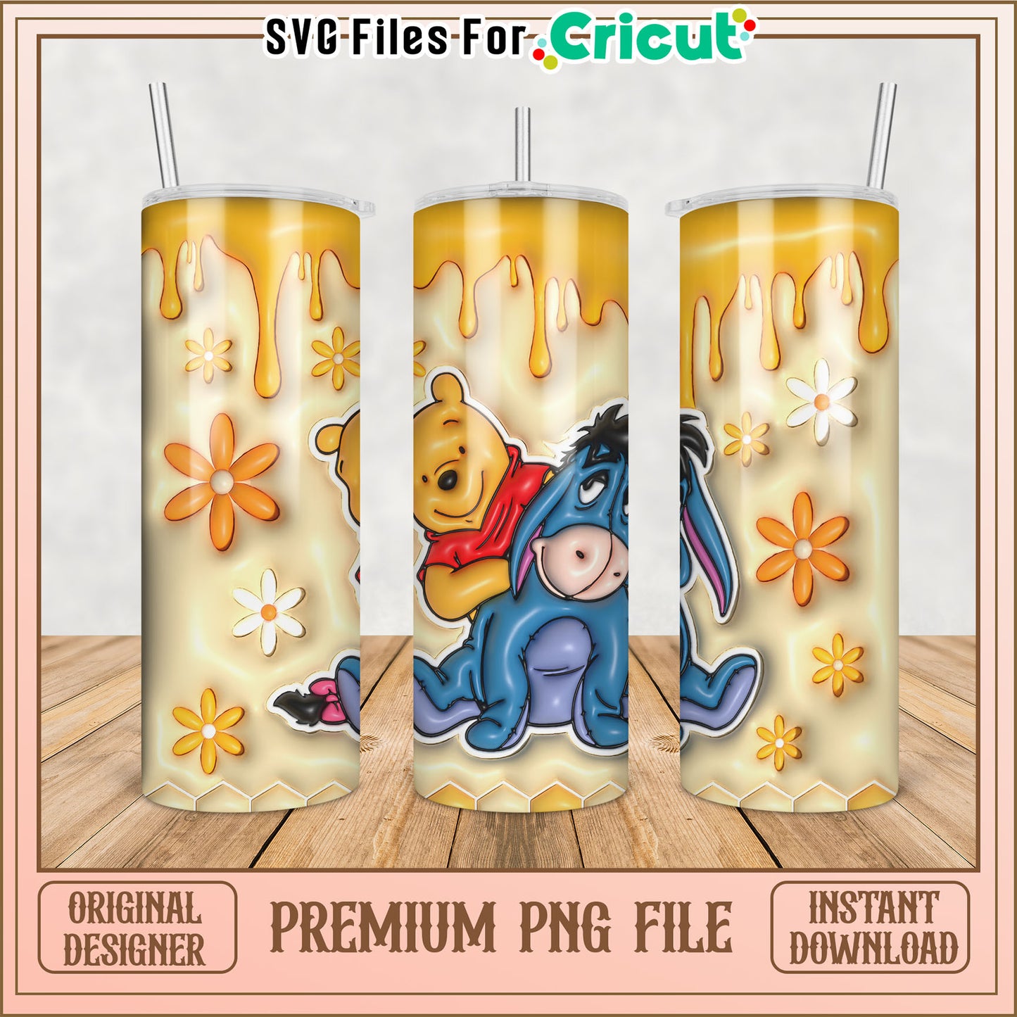 Winnie the Pooh Honey PNG Tumbler Design
