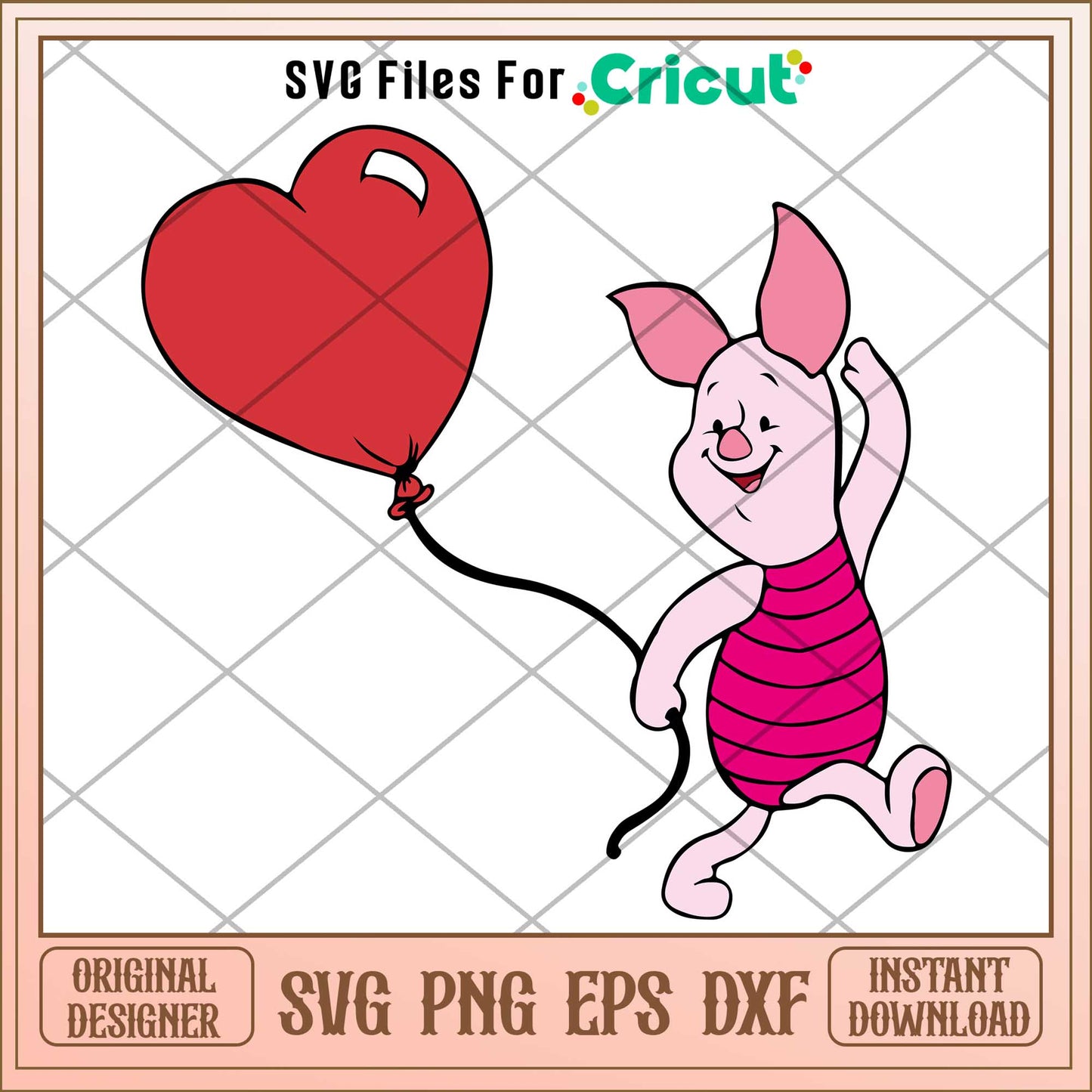 Winnie the Pooh Piglet Valentine's Day love Svg, Winnie the pooh character svg, Digital Download