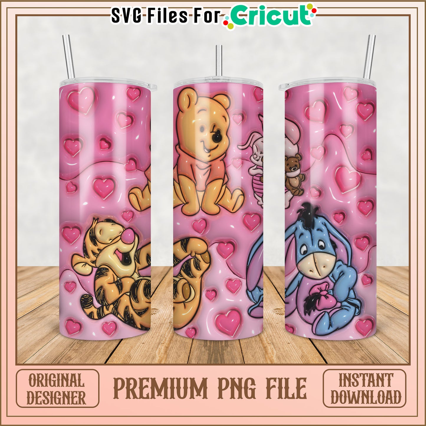 Winnie the Pooh Pink Tumbler PNG
