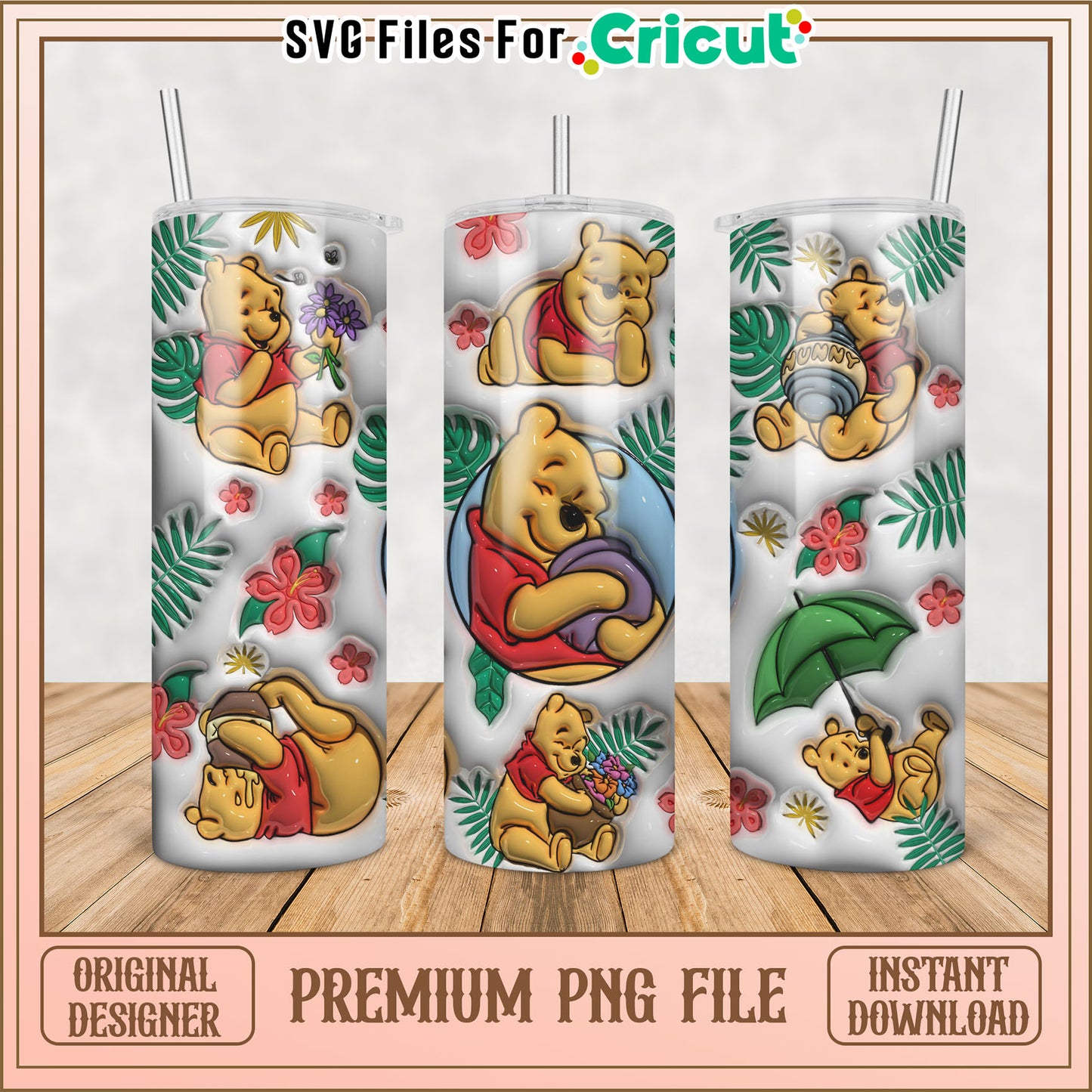 Winnie the Pooh Tropical PNG Sublimation