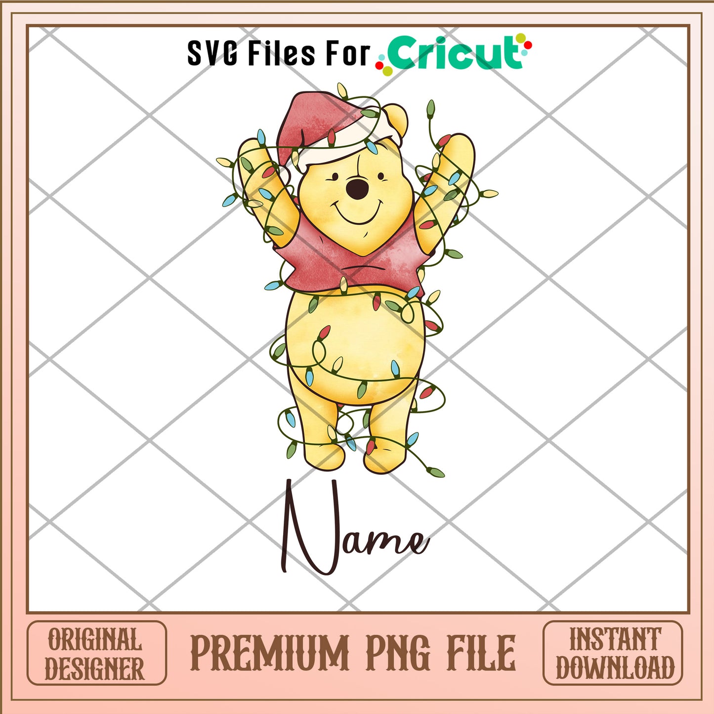 Winnie the Pooh name png, winnie the pooh santa hat png