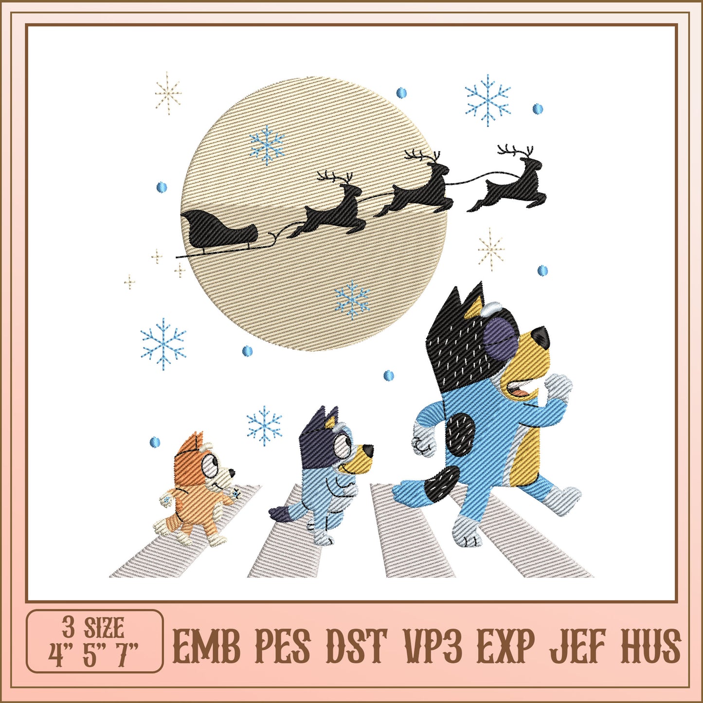 Winter Dogs Embroidery Design for Festive Seasonal Decor