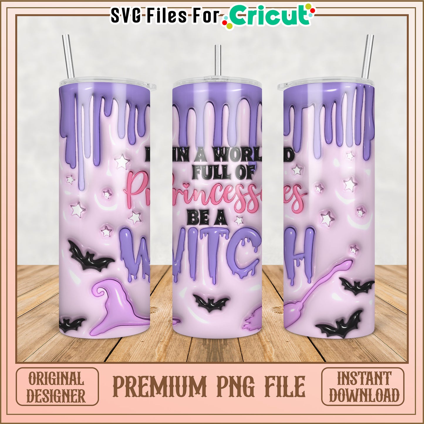 Witch Tumbler PNG Sublimation Design