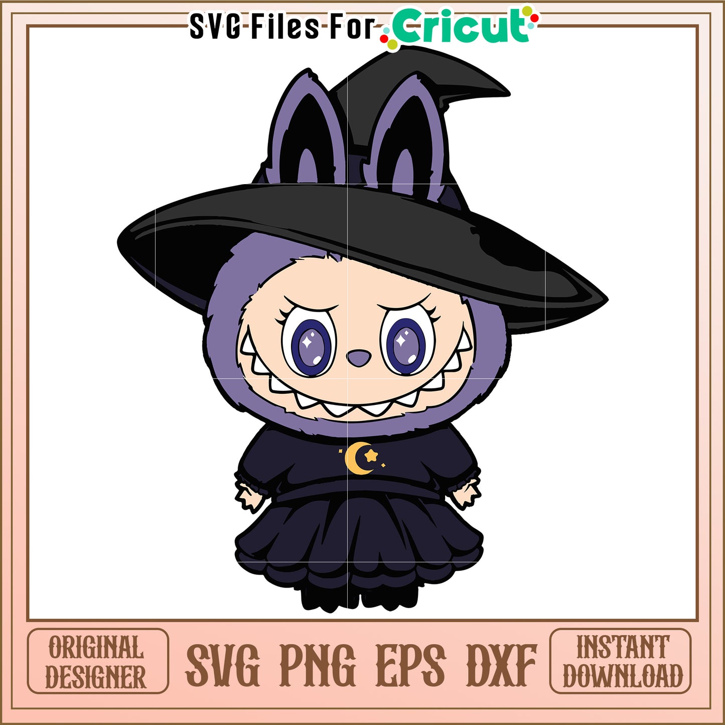 Witch labubu svg, halloween holiday svg, spooky halloween decorations svg