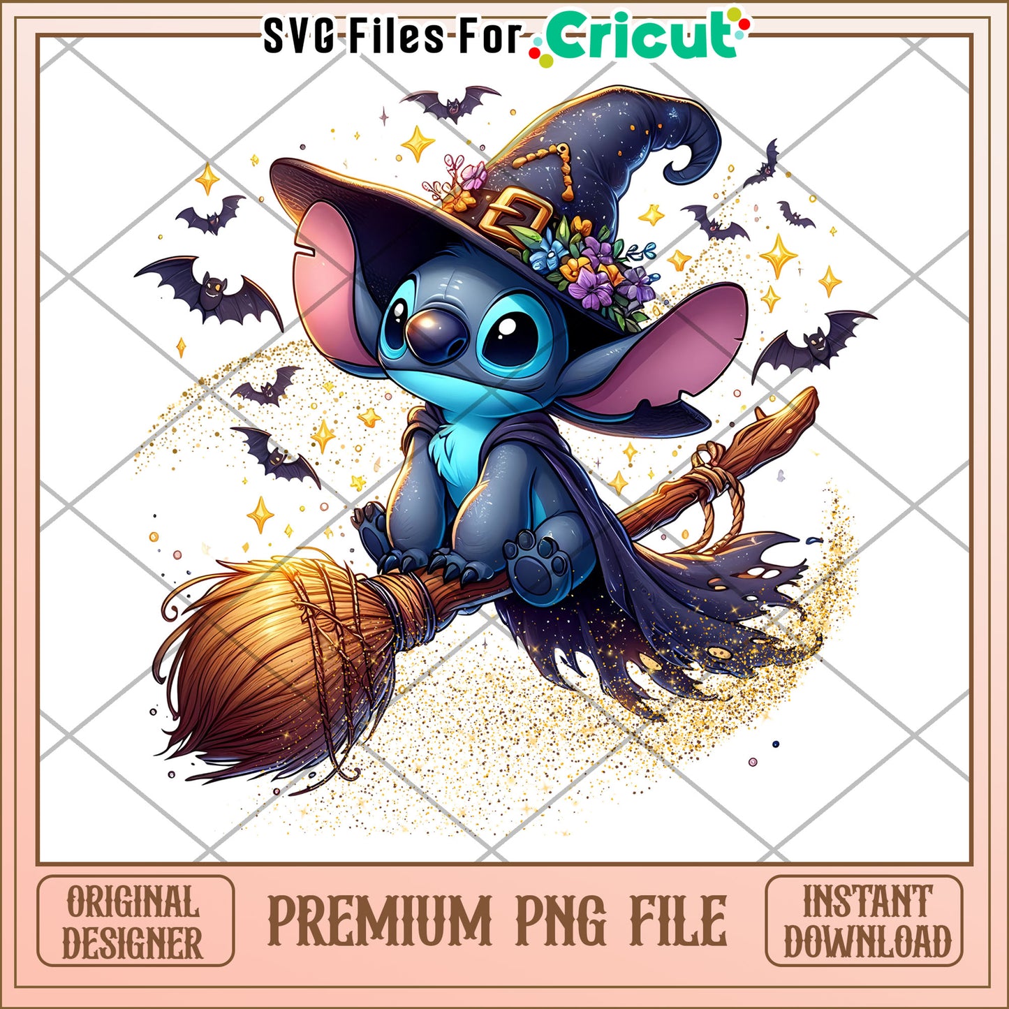 Witch stitch flying png, halloween for kids png, stitch cartoon png