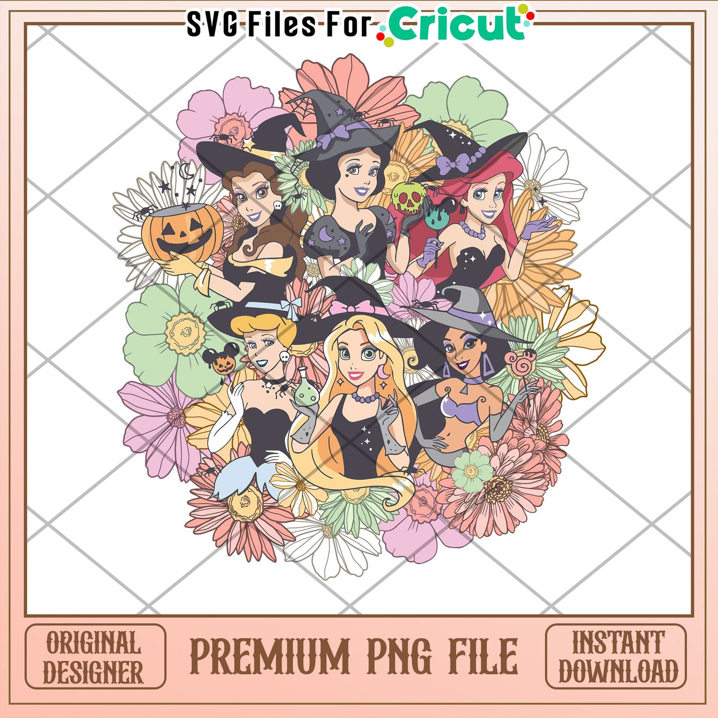 Witchy Princesses Halloween PNG File for Cricut Crafts Download