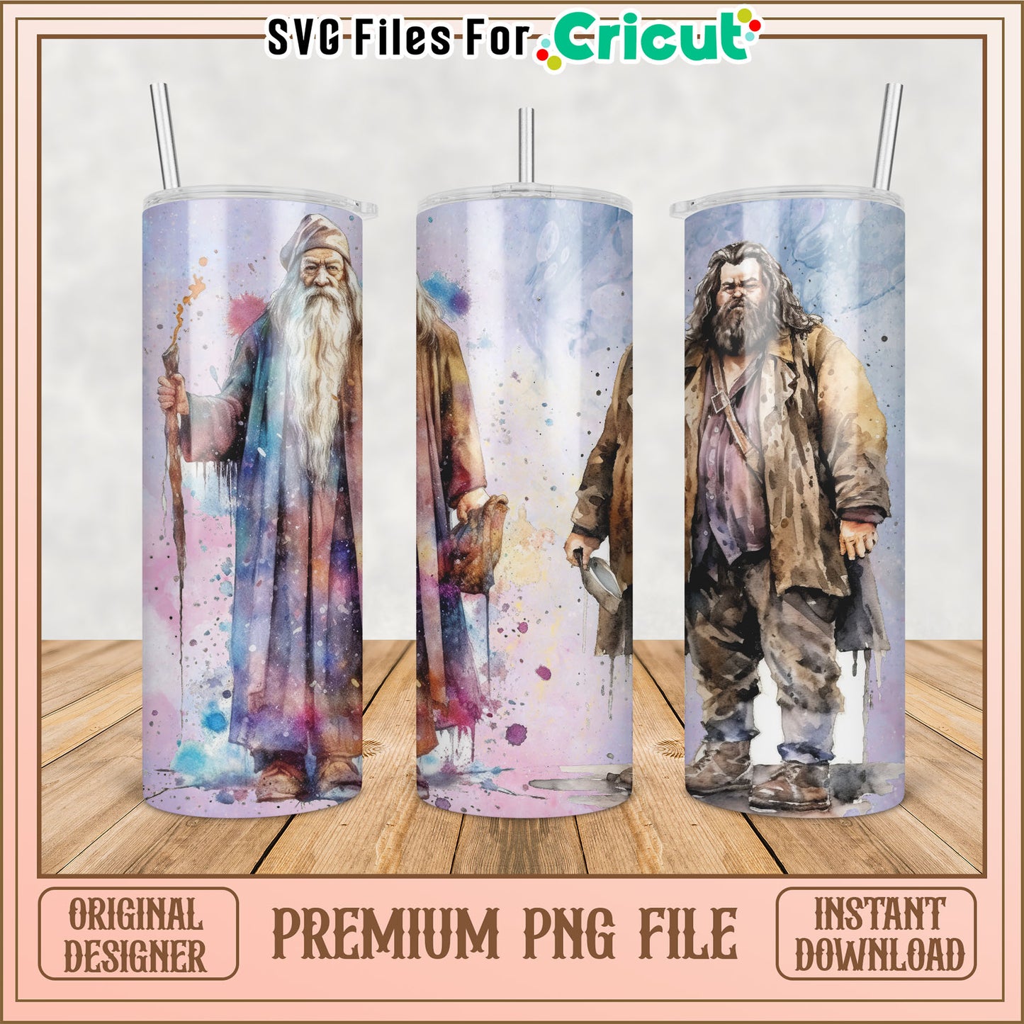 Wizard Watercolor Tumbler PNG