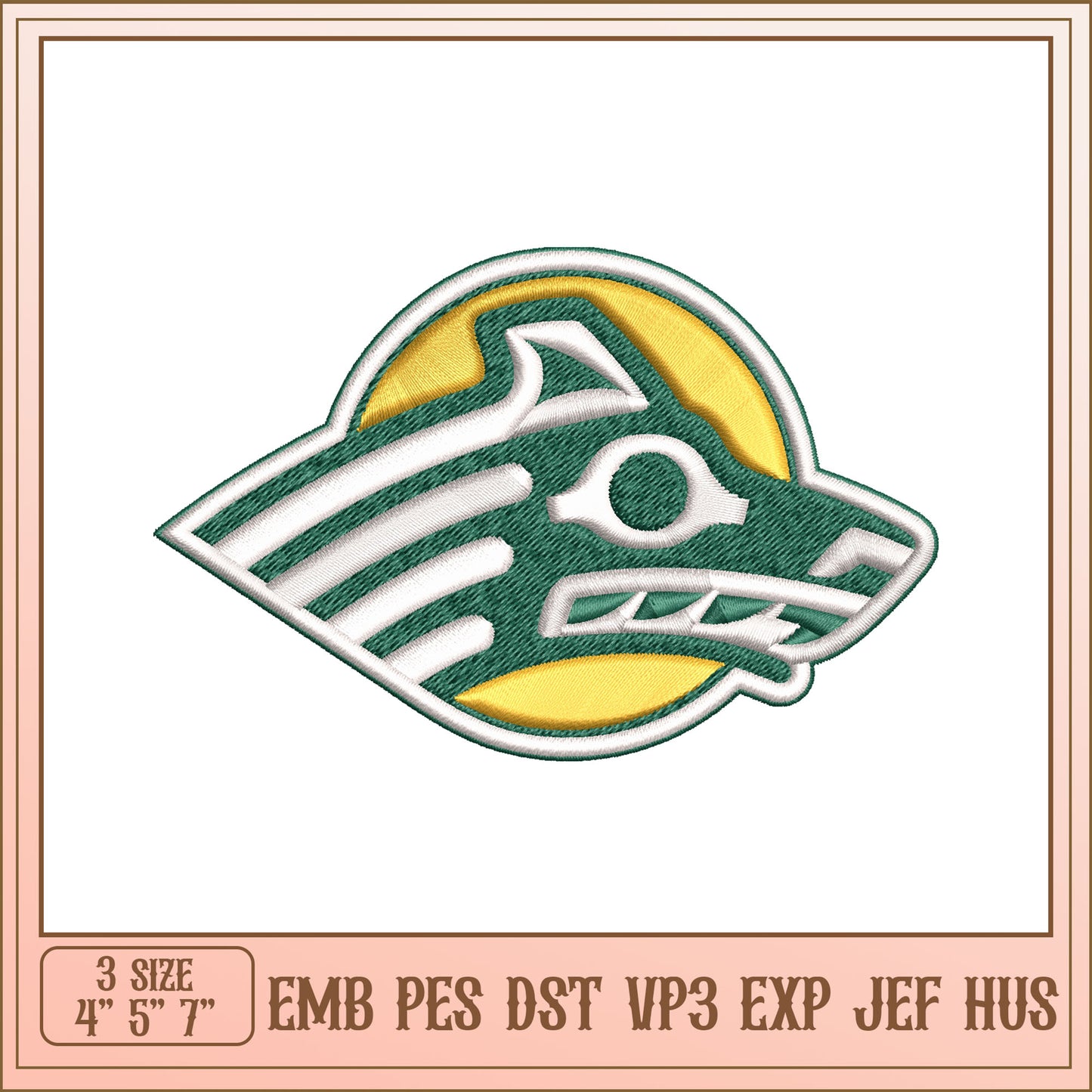 Wolf Head Embroidery Design