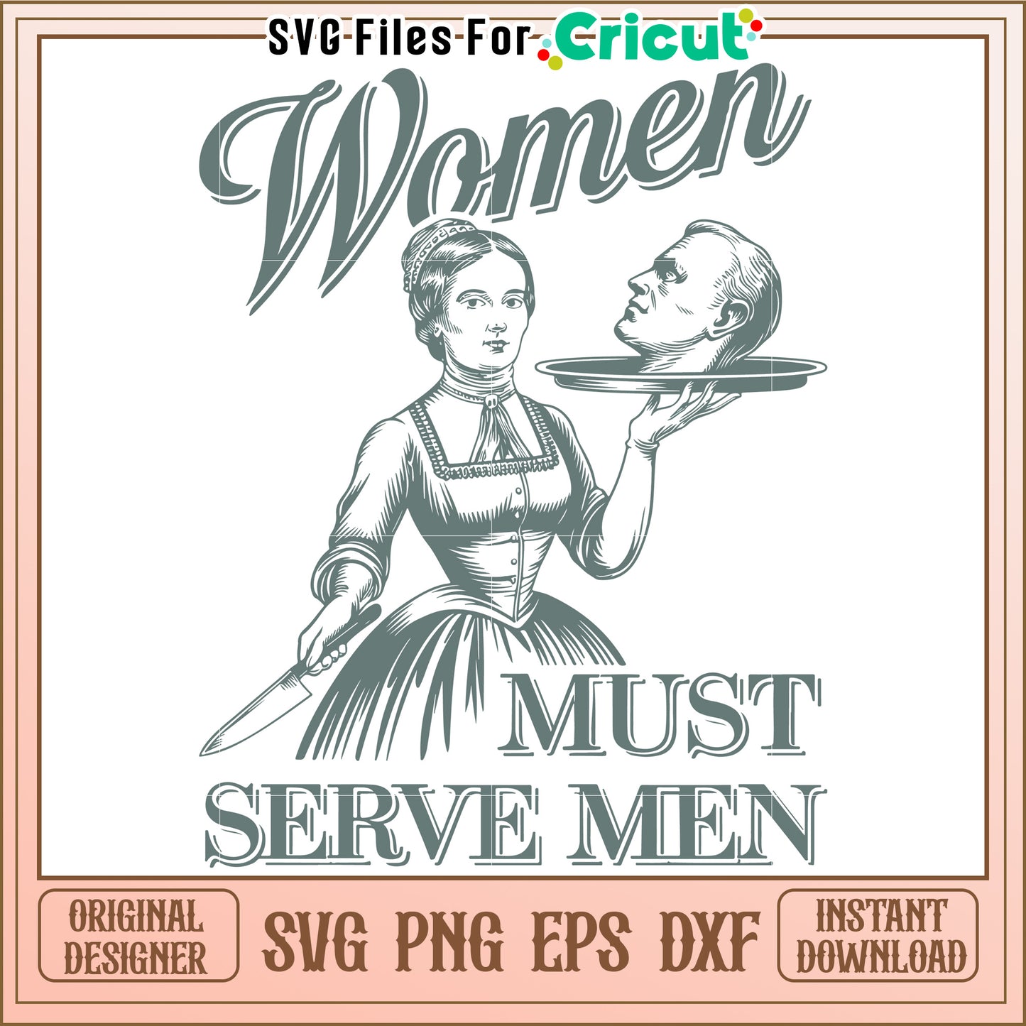 Women must serve men in vintage style illustration, bold statement art