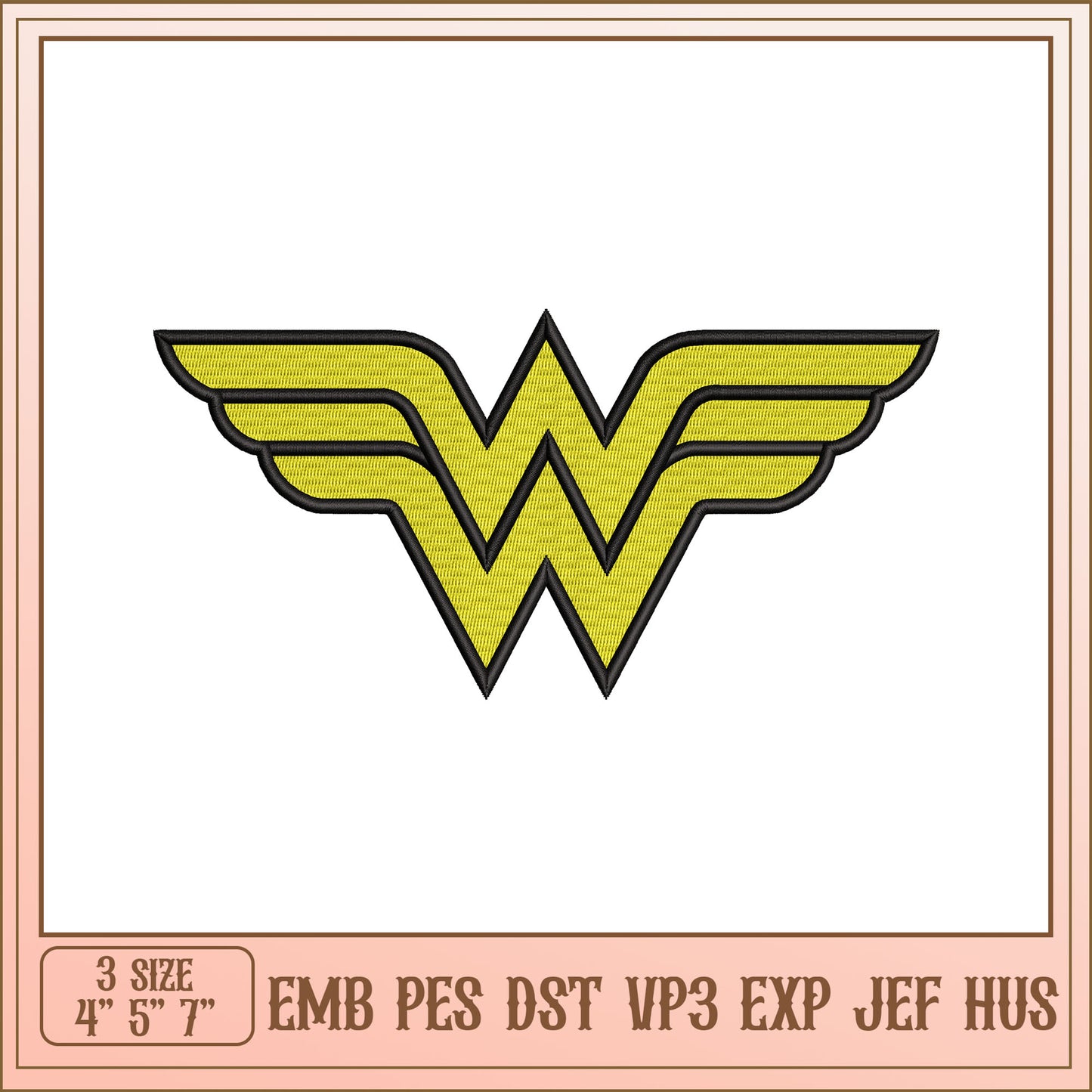 Wonder Woman Embroidery Design for Machines in Three Sizes