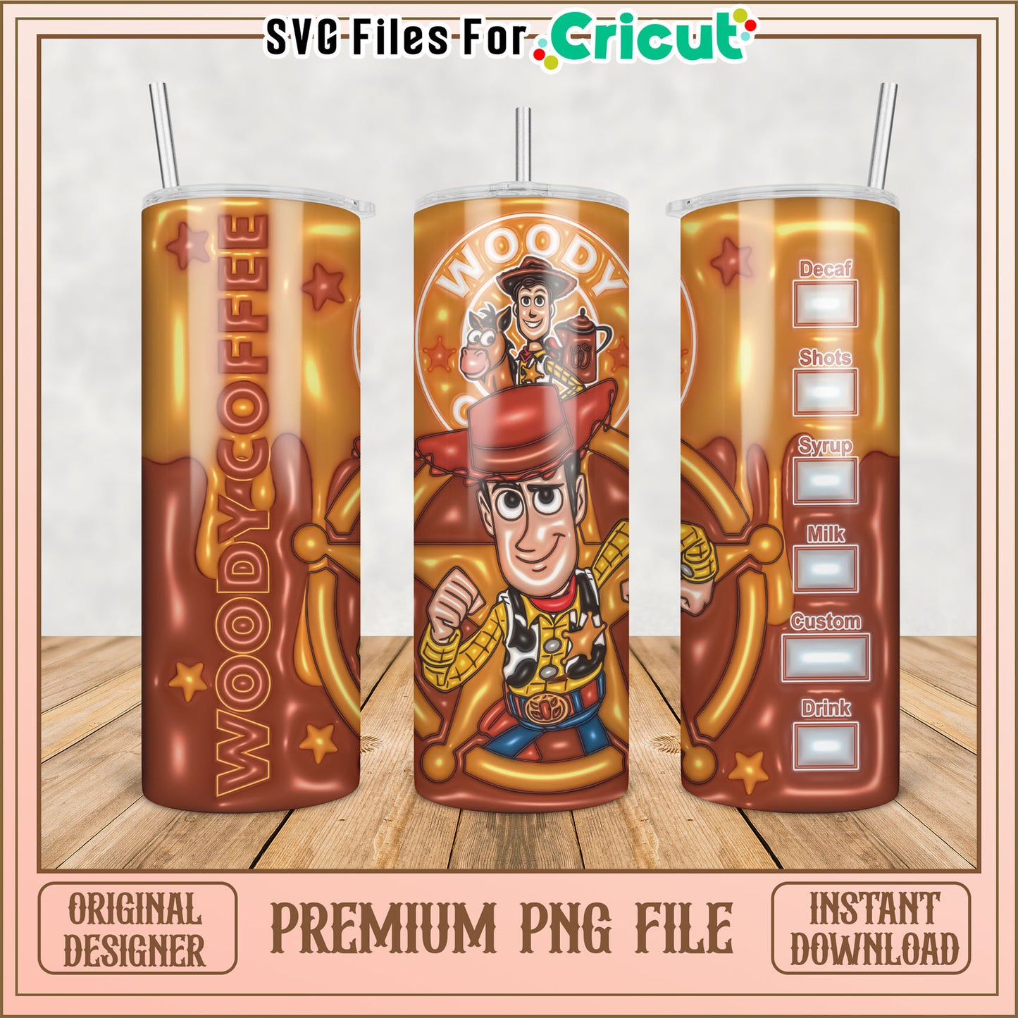 Woody Coffee Tumbler PNG Sublimation