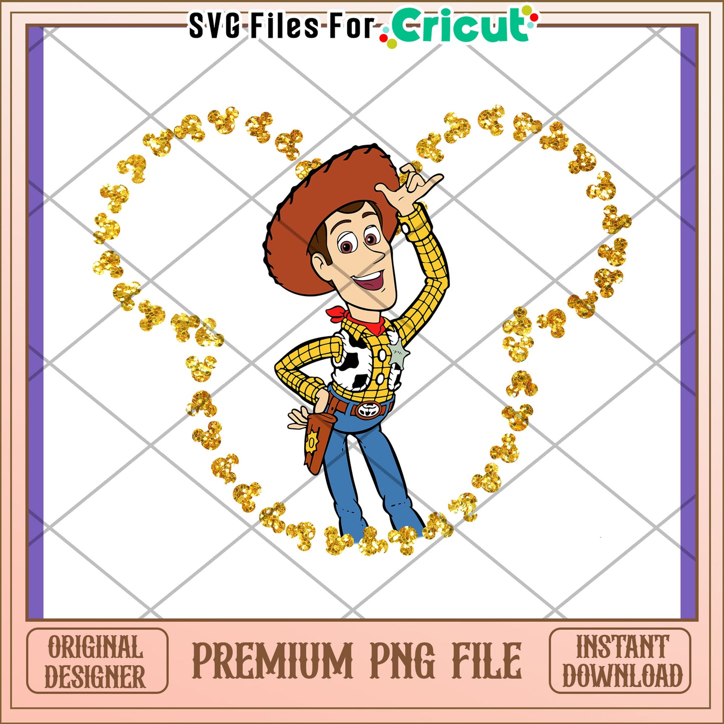 Woody PNG Gold Mickey Ears Design
