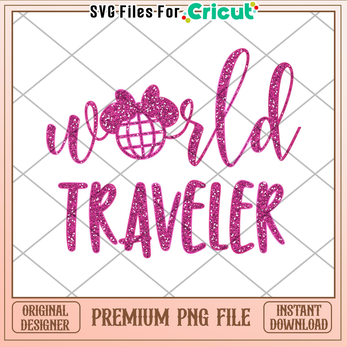 World Traveler PNG Glitter Design