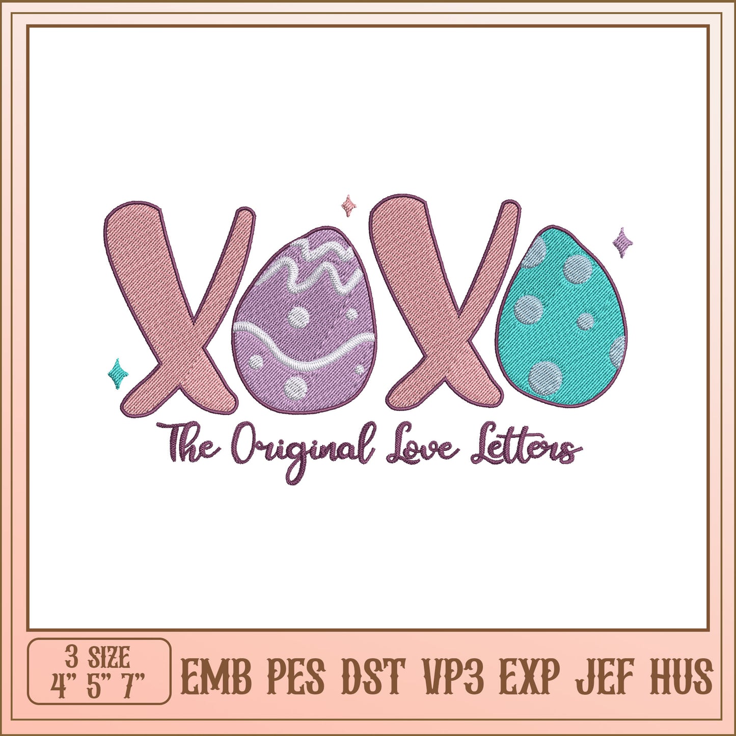 XOXO Easter Eggs Embroidery Design