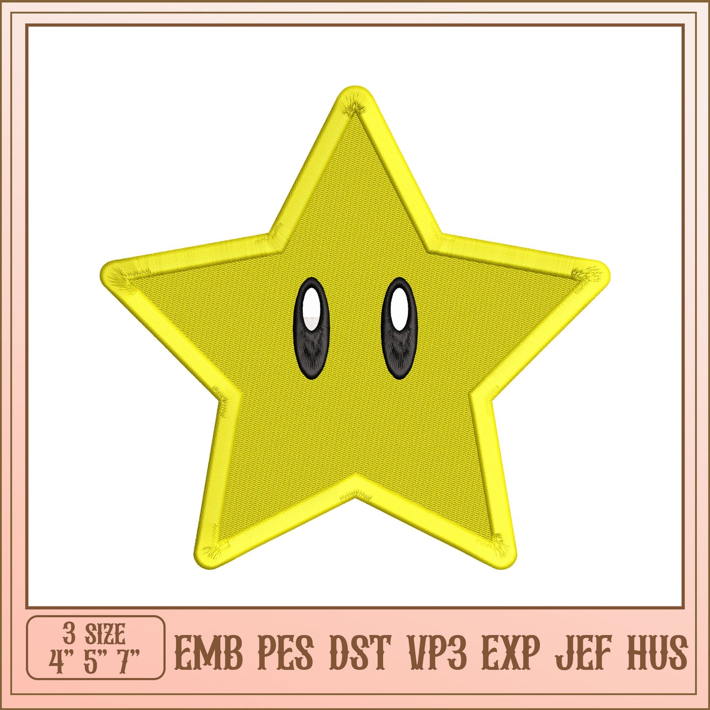 Yellow Star Embroidery Design