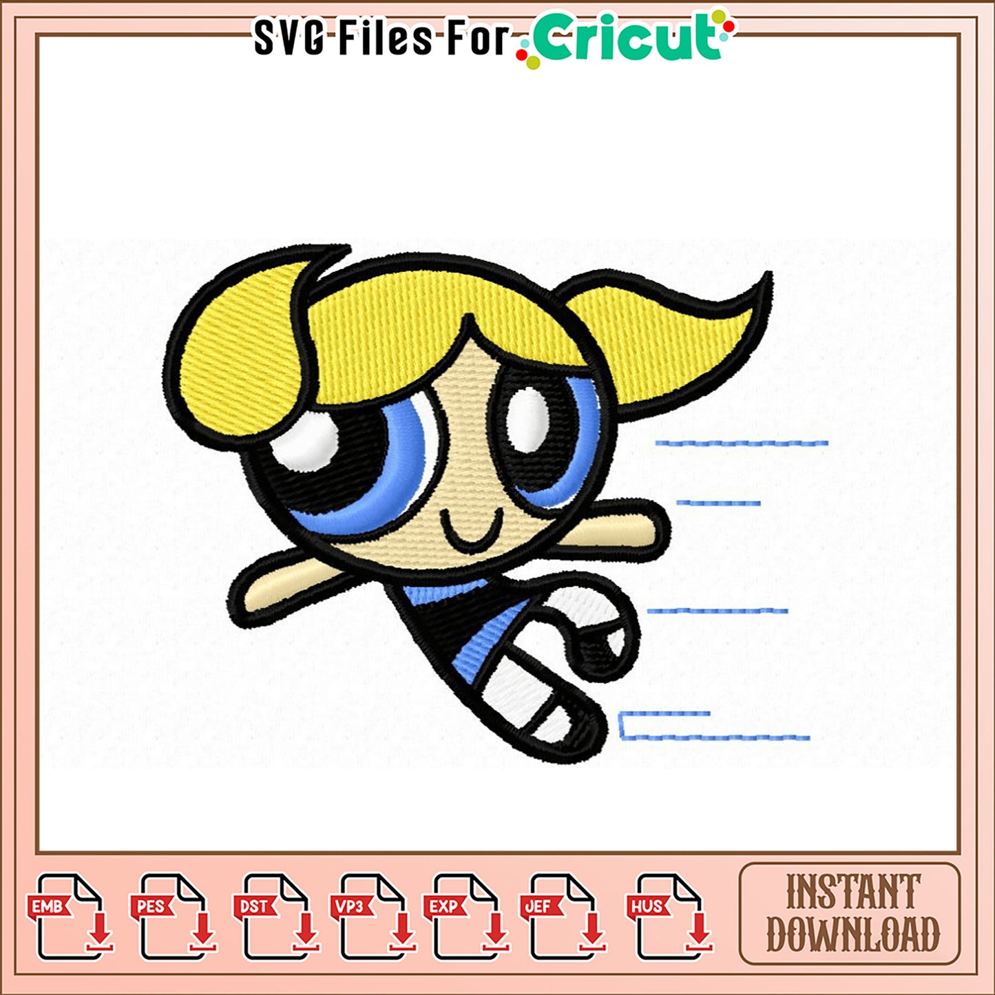 Youthful Cartoon Embroidery Design for Fun Projects