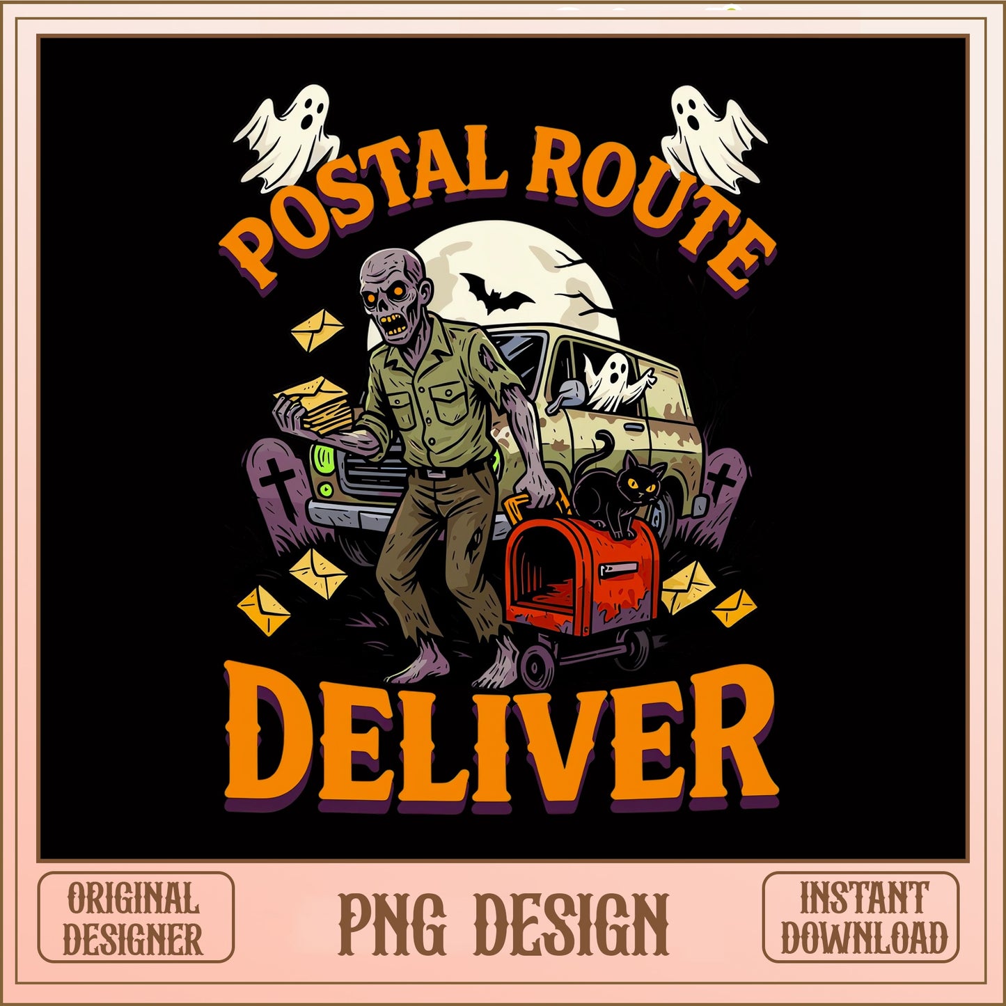 Zombie Postal Worker Halloween PNG, Mail Carrier PNG, Spooky PNG