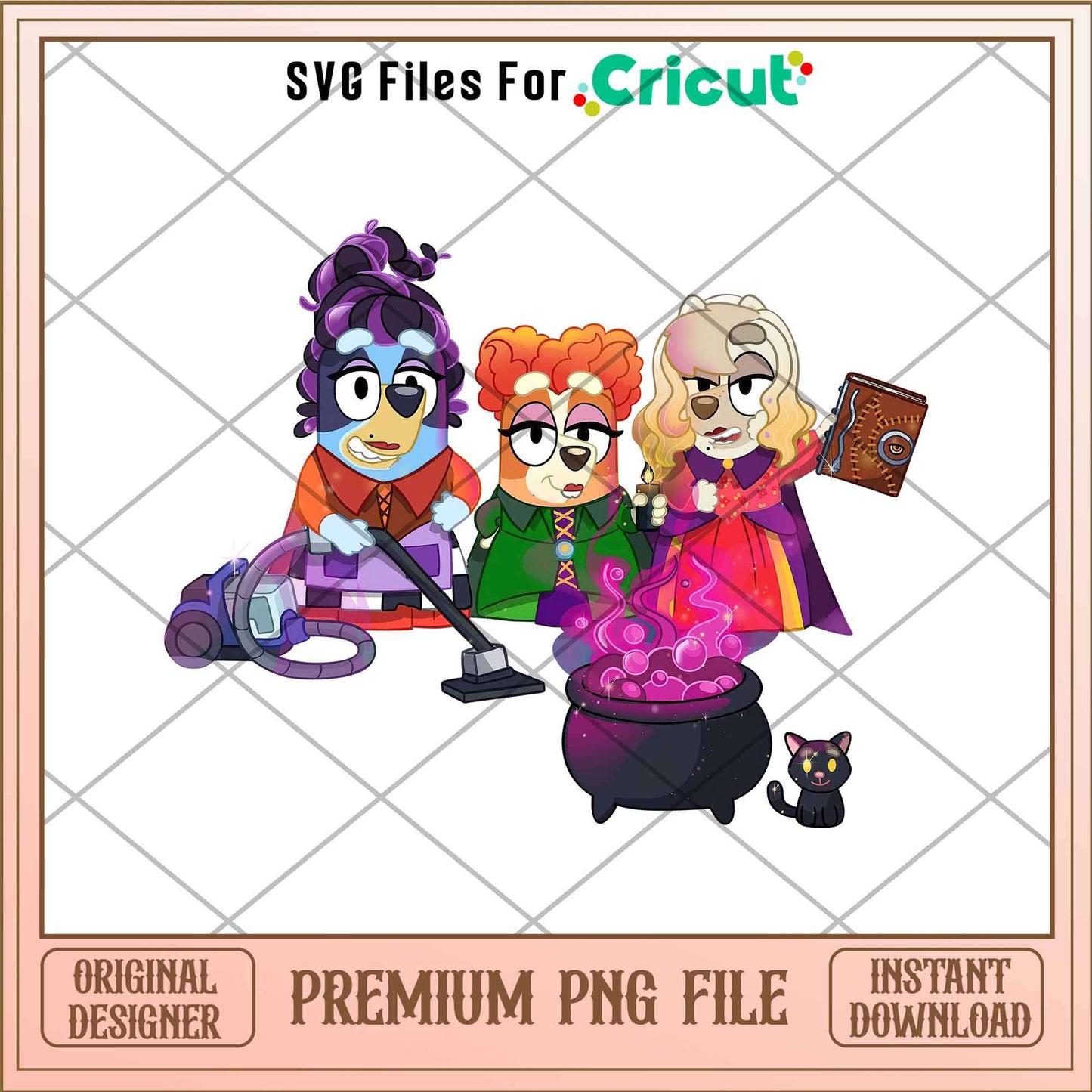 bluey and bingo Hocus Pocus png, Hocus Pocus png, Bluey characters png, Digital Download