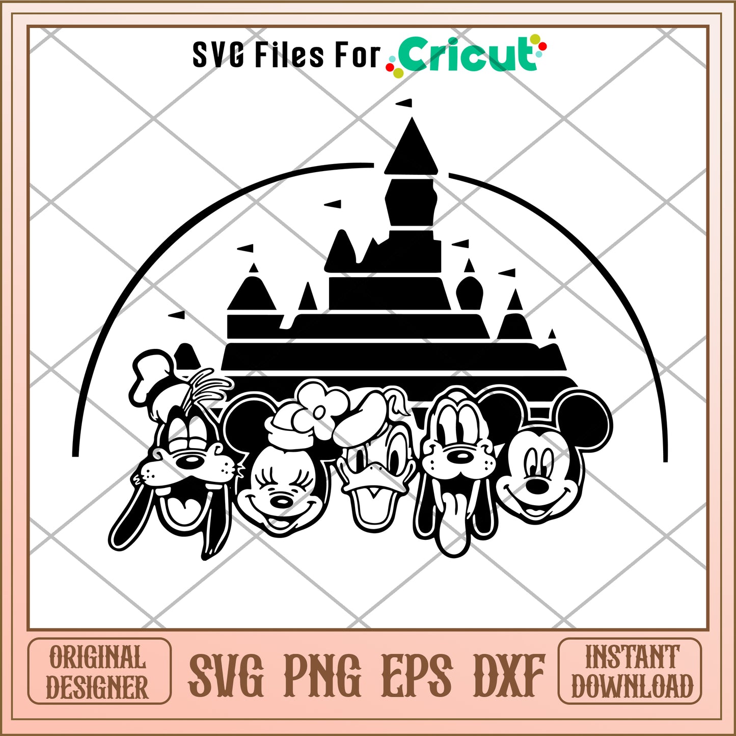 Mickey castle and friends SVG