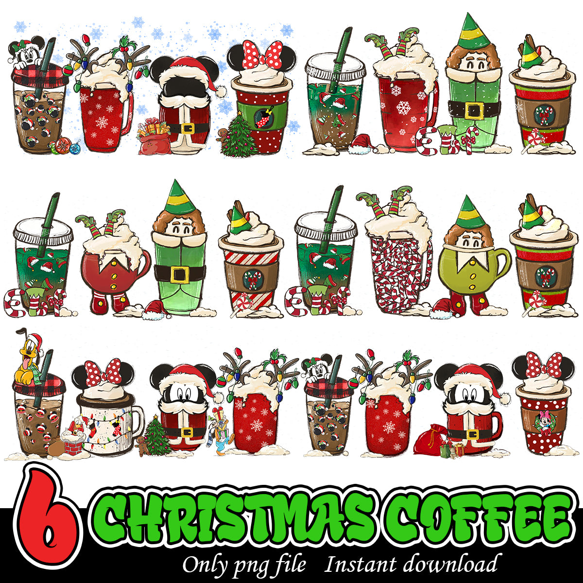 Disney Christmas coffee bundle png, Christmas coffee bundle