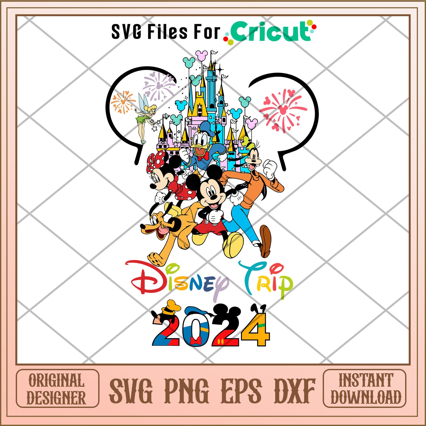 Mickey head disney friends trip 2024 SVG