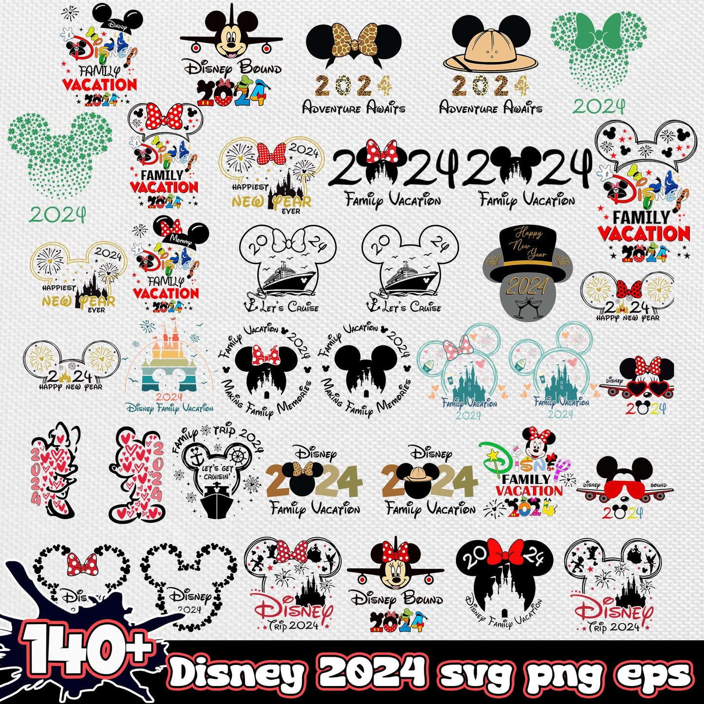 Disney family vacation 2024 bundle svg, mouse head svg