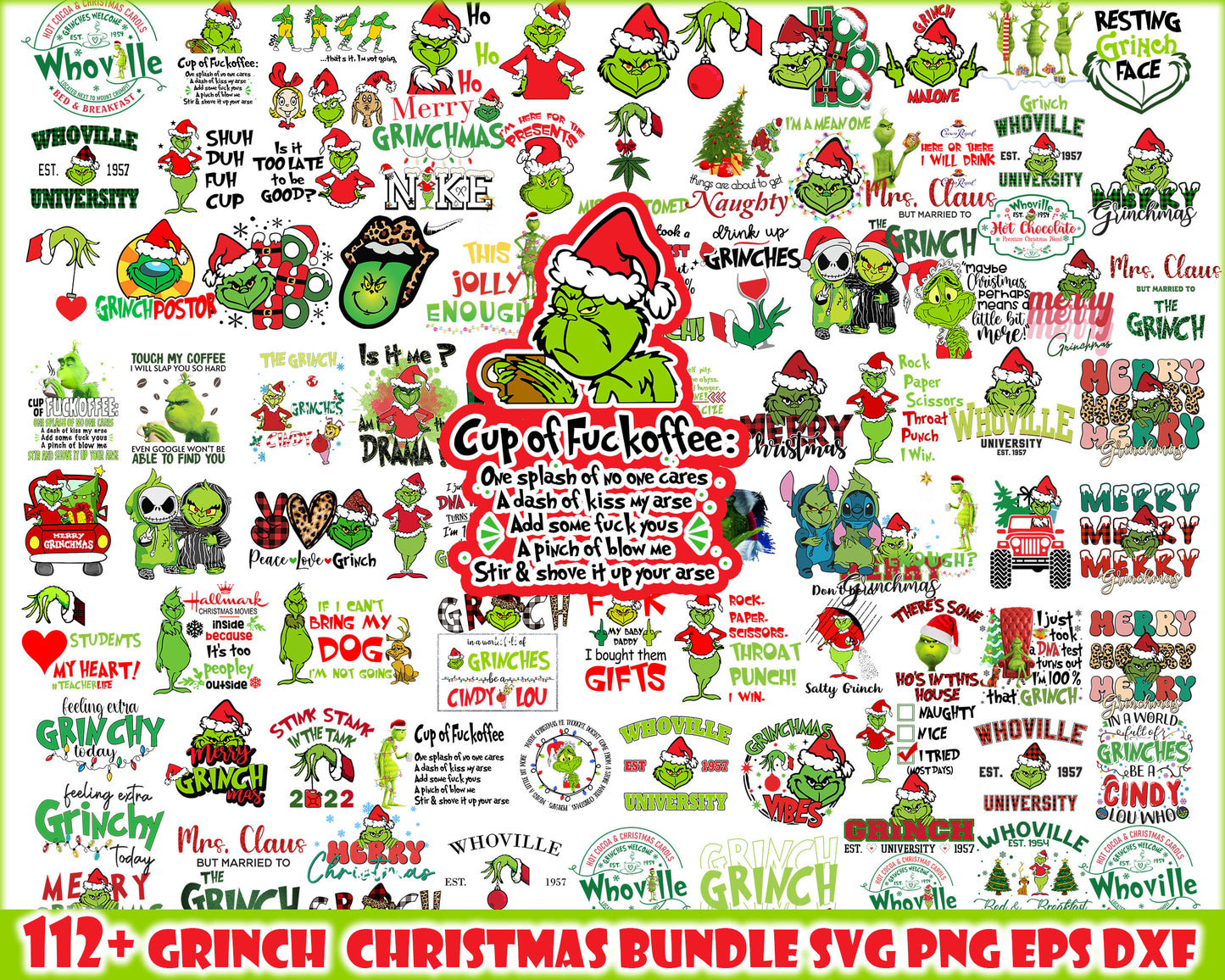 Grinch cup of fuckoffee bundle svg, merry grinchmas svg, grinchmas svg