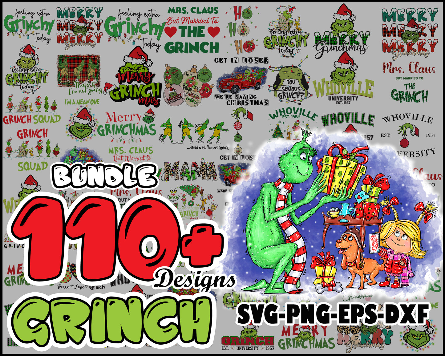Feeling extra grinchy today christmas bundle svg, the grinch svg