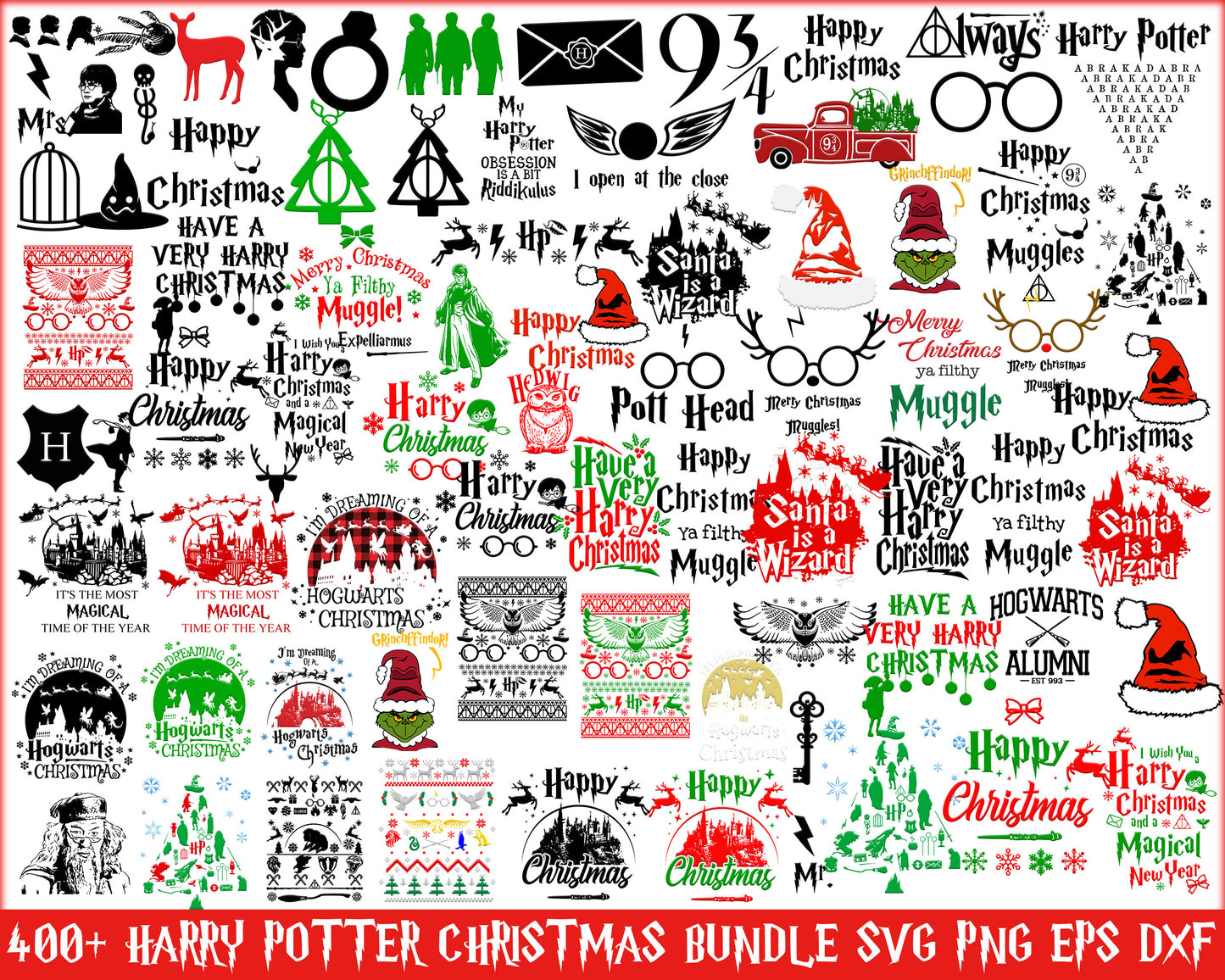 Harry potter happy christmas bundle svg, christmas harry potter svg