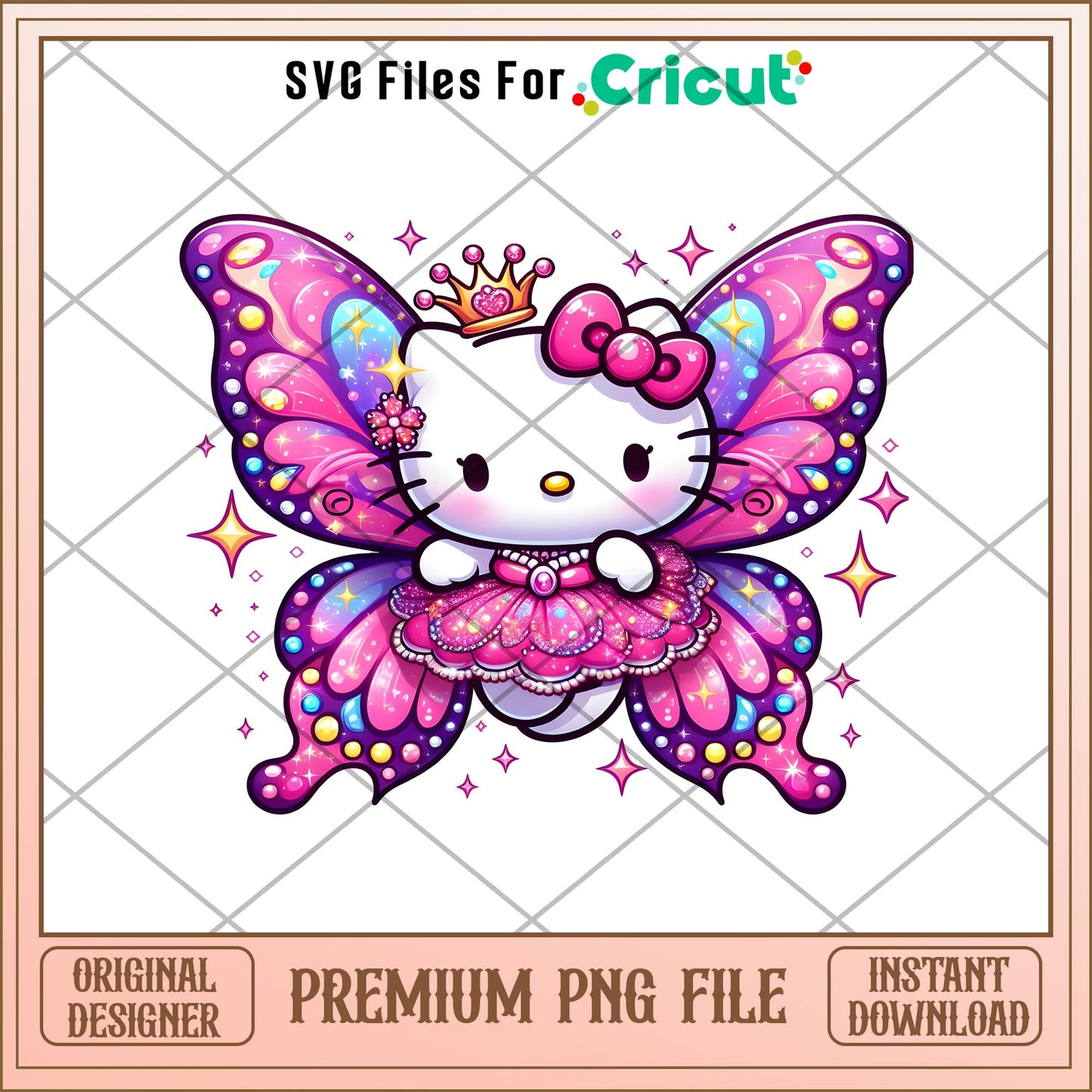 hello kitty blink pink butterfly png, Hello Kitty png, digital download