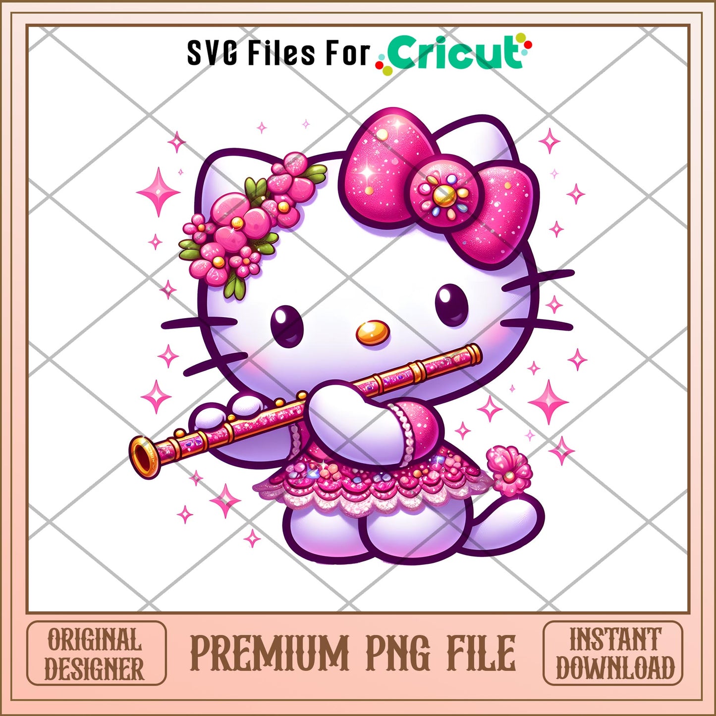 hello kitty blink pink the flute png, Hello Kitty png, digital download