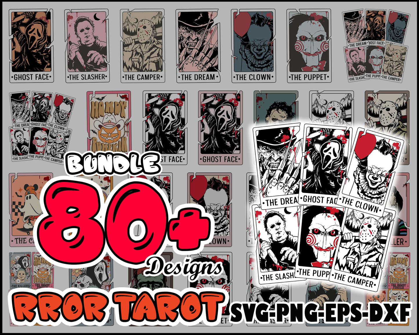 Horror movie tarot bundle svg, Horror movie characters svg