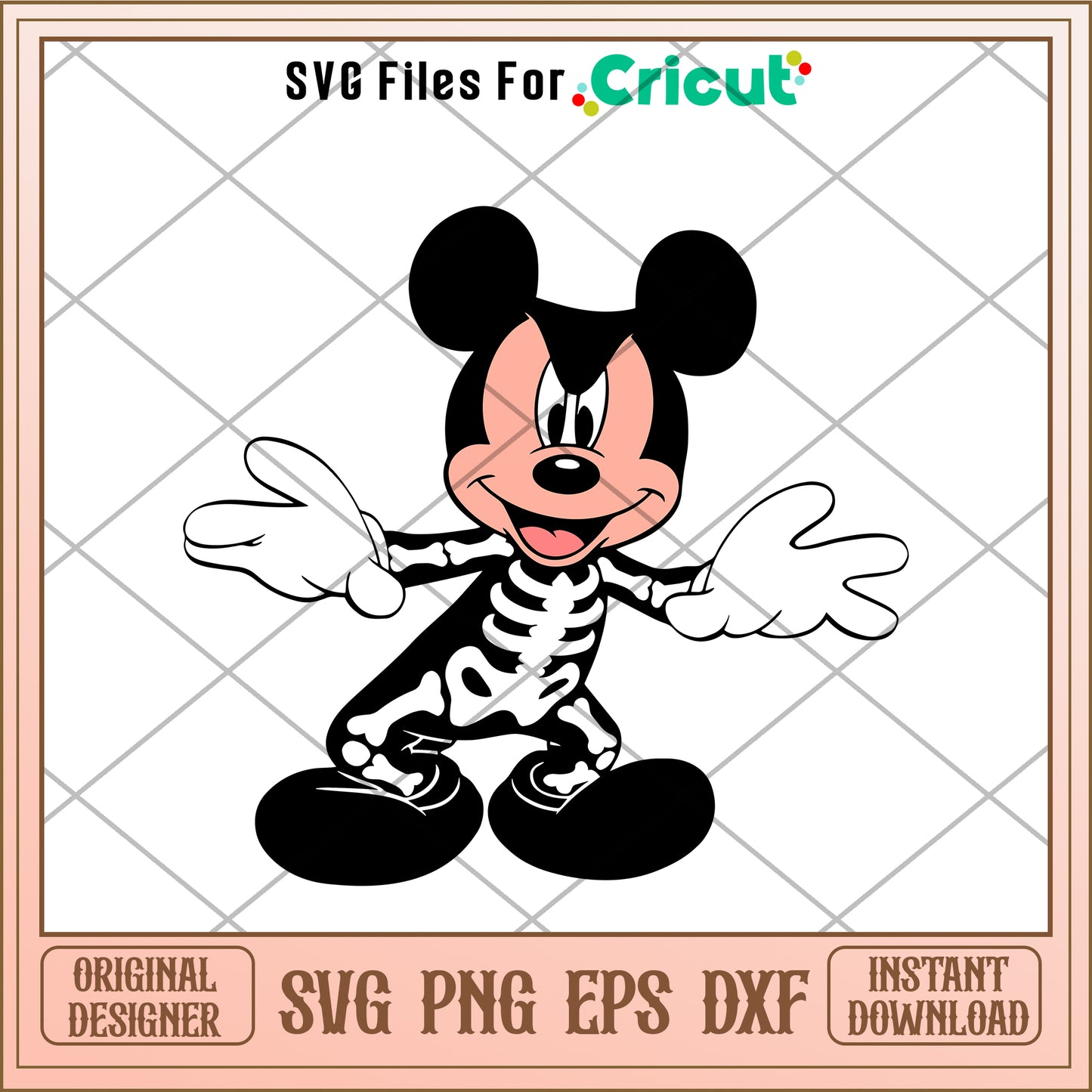 Mickey mouse skeleton halloween svg