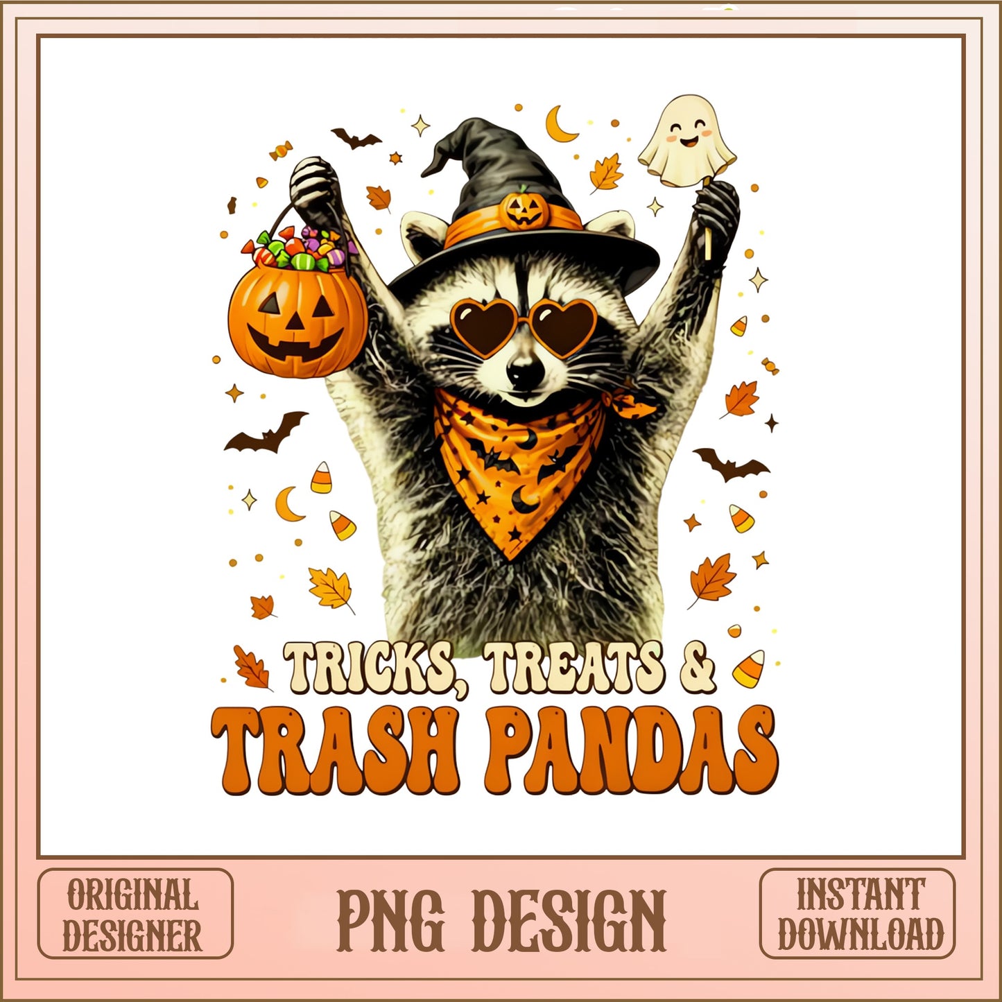 Tricks Treats And Trash Pandas PNG, Halloween Raccoon PNG, Funny Halloween PNG