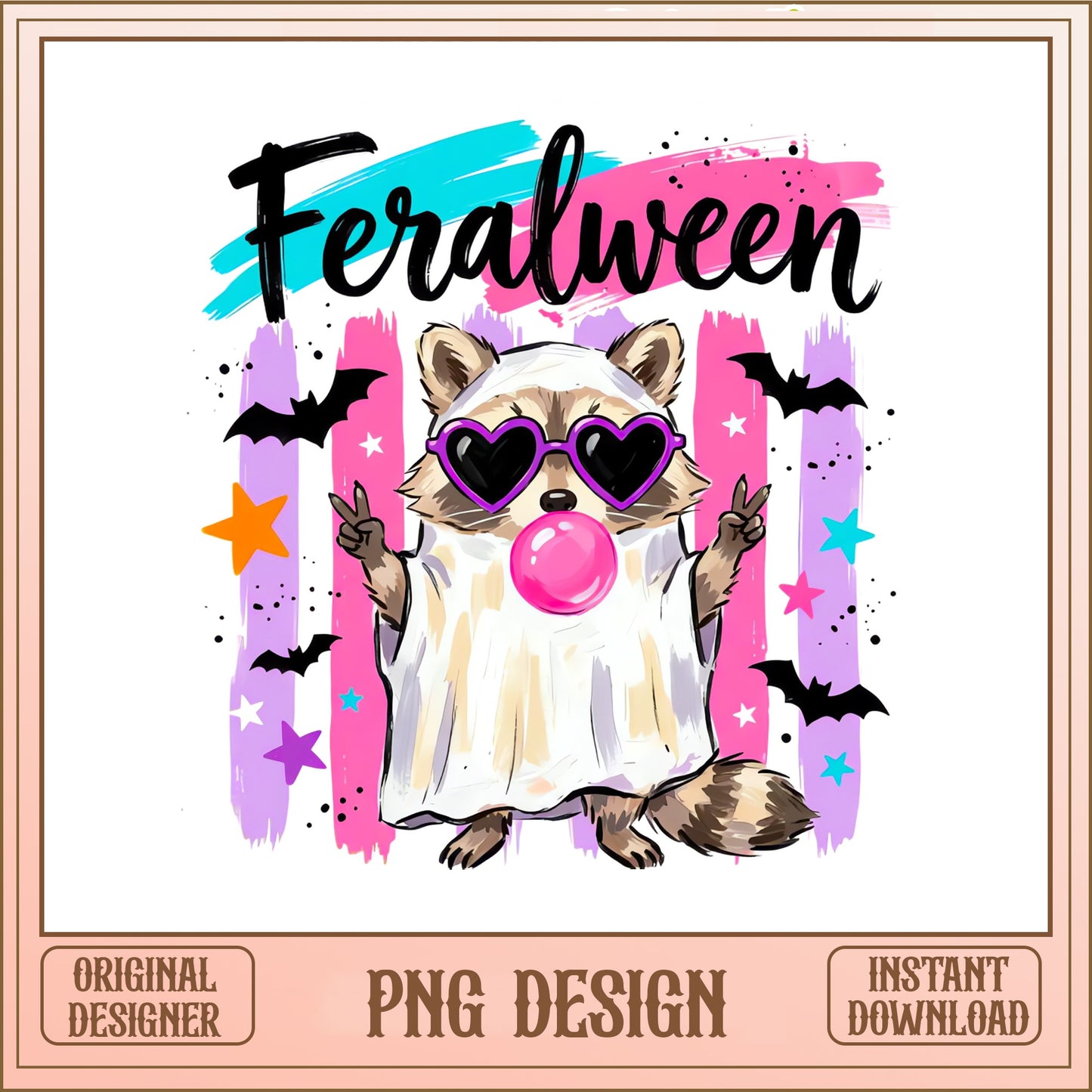 Feralween Raccoon Ghost PNG, Halloween Raccoon PNG, Funny PNG