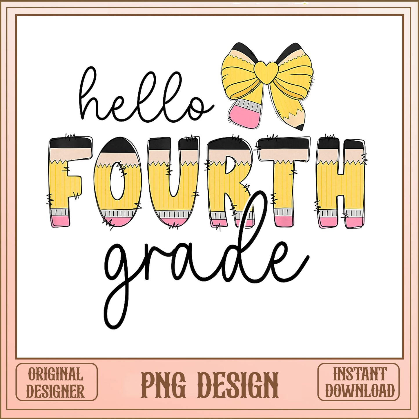 Hello Fourth Grade PNG, Back To School PNG, Teacher PNG