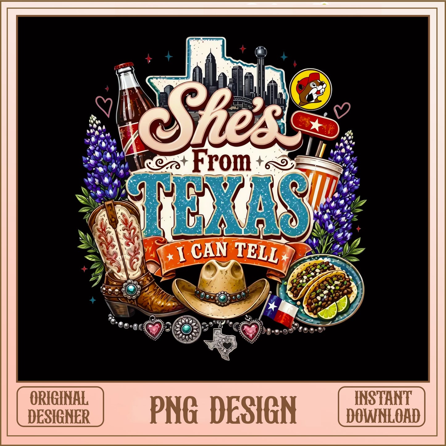 She's From Texas I Can Tell PNG, Texas Girl PNG, Cowboy PNG