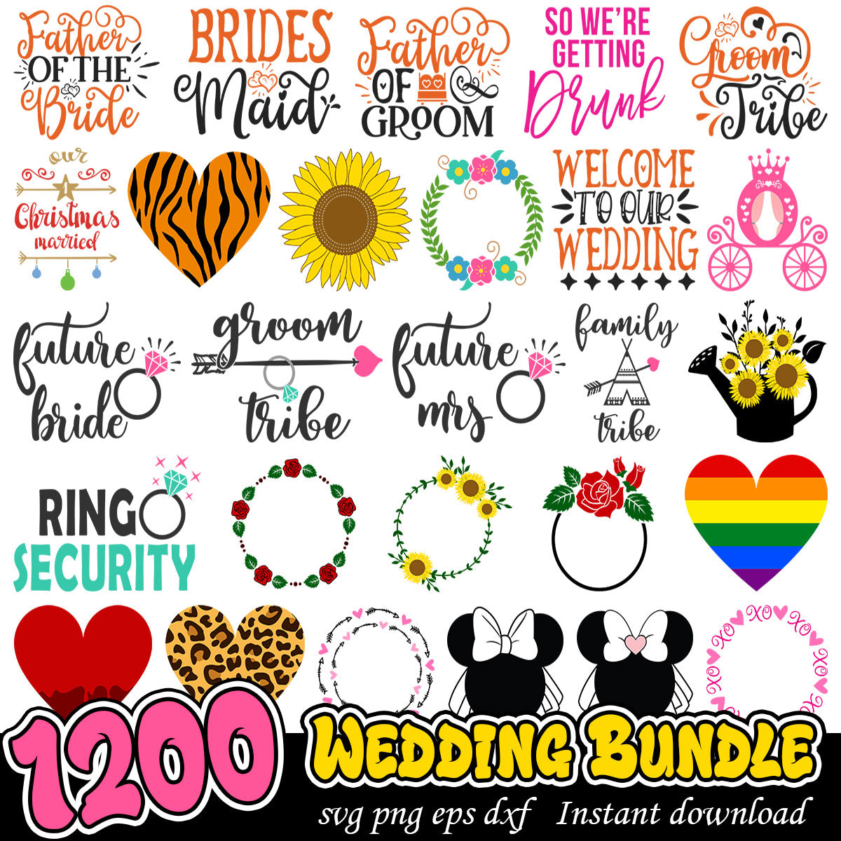 Wedding bundle svg, Happy wedding art svg bundle