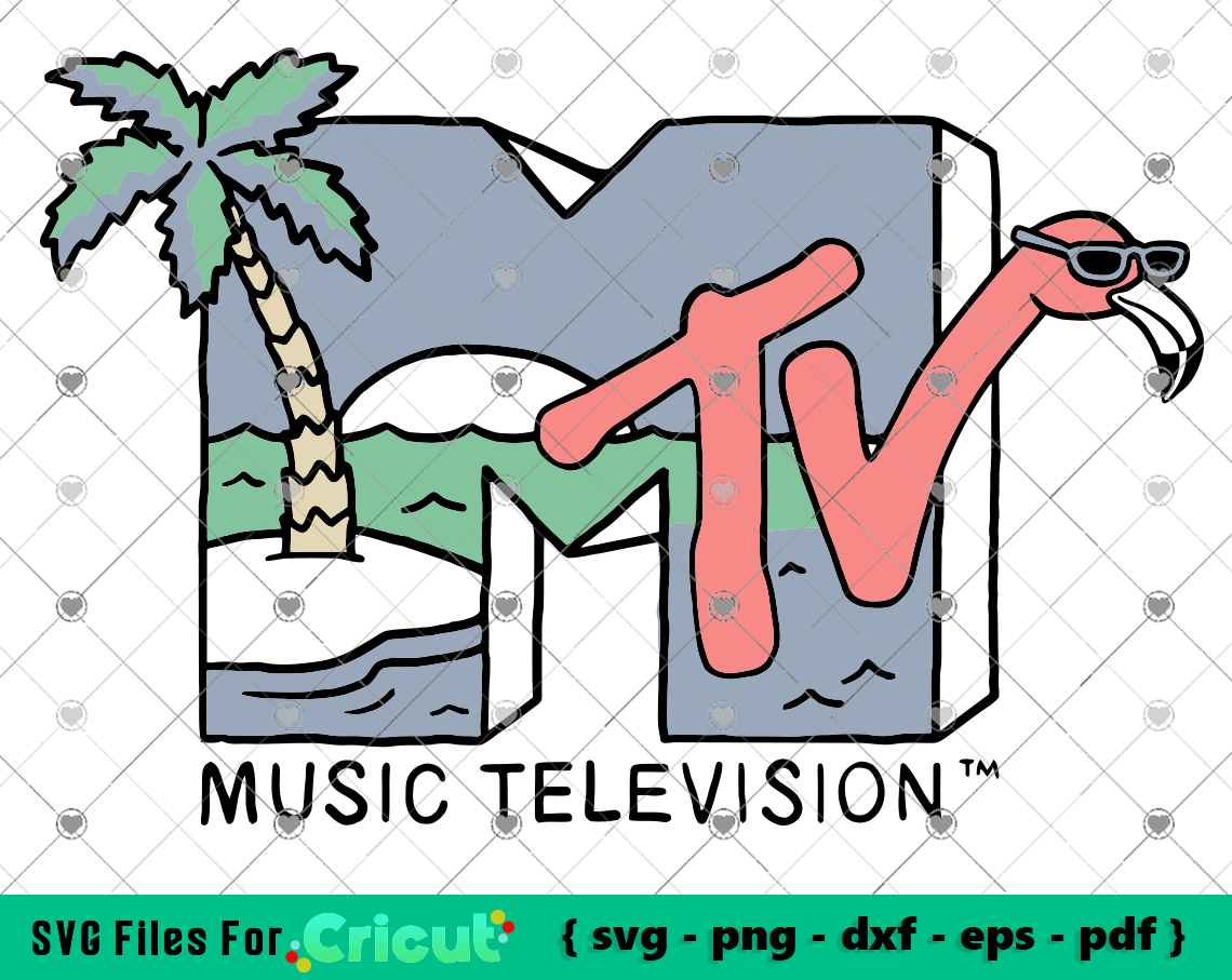 MTV Beach Island Flamingo Logo svg, Vintage MTV Graphic vector