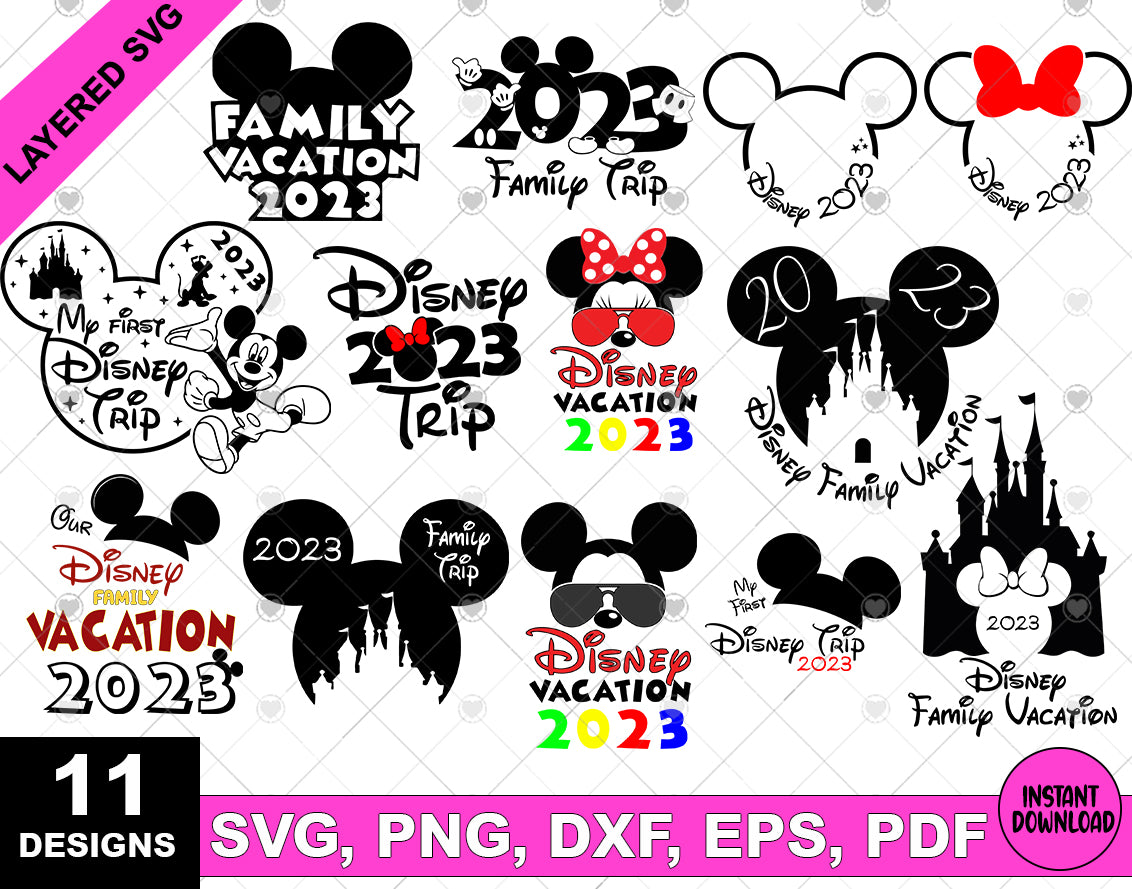 Disney Family Trip 2023 SVG, Bundle Family mickey mouse and Minnie Vac