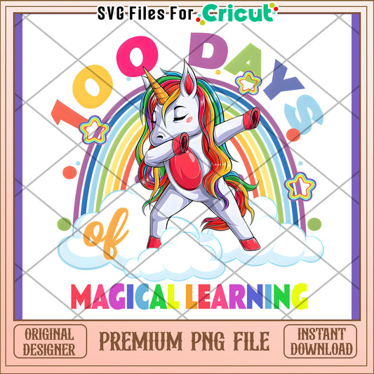 100 Days Magical Learning Unicorn PNG