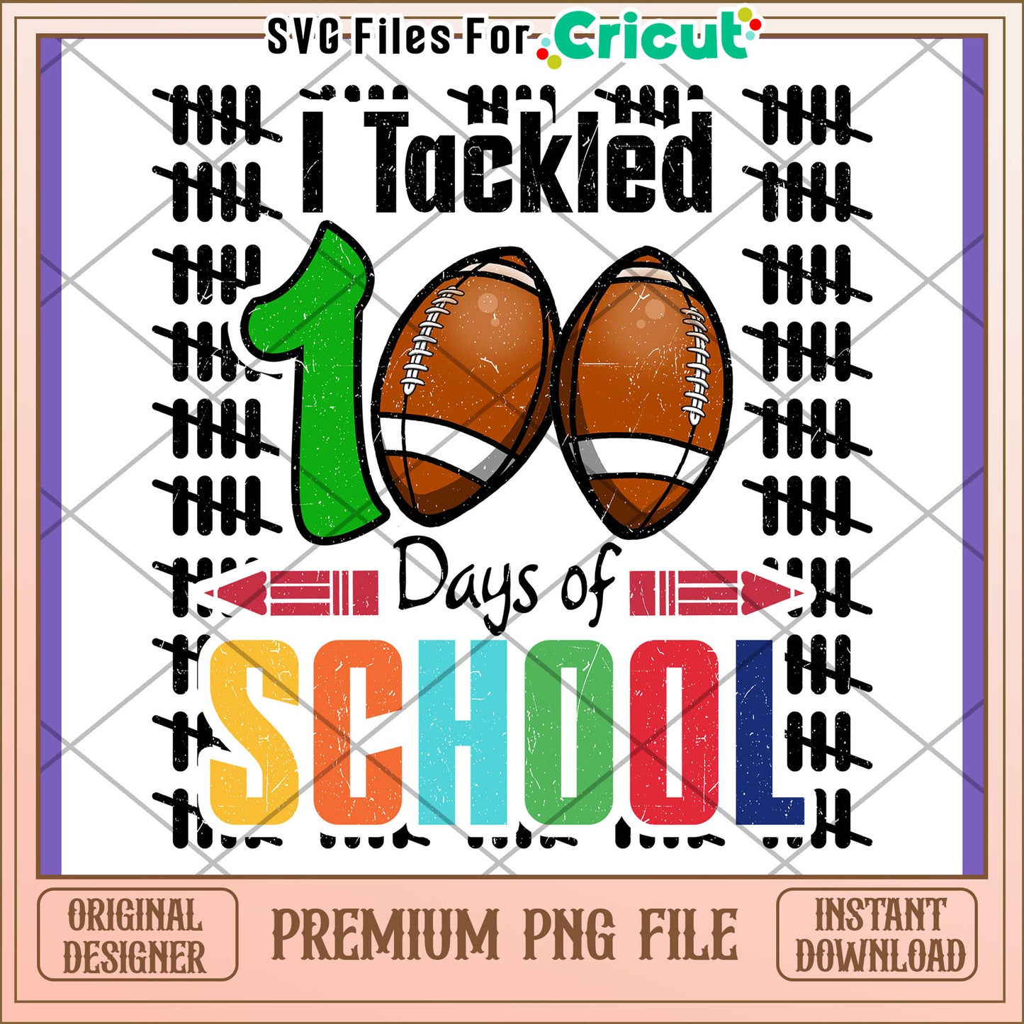 100 Days School Football PNG Design
