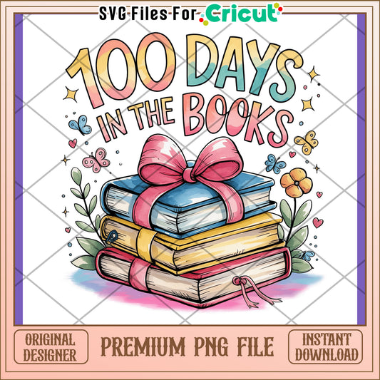100 Days in the Books PNG Design