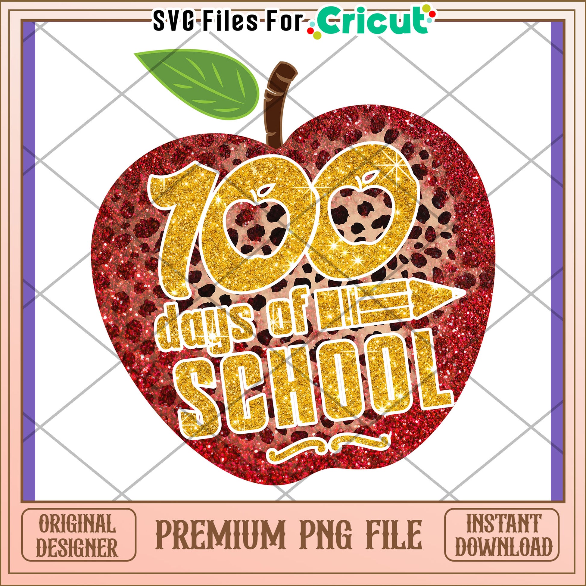 100 Days of School Apple PNG