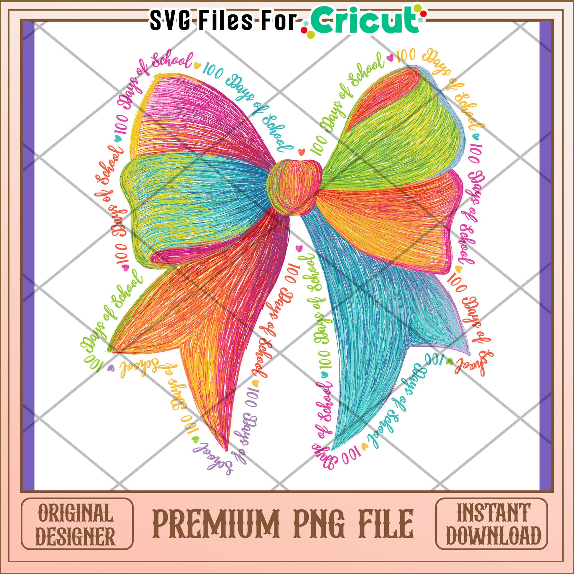 100 Days of School Bow PNG Design