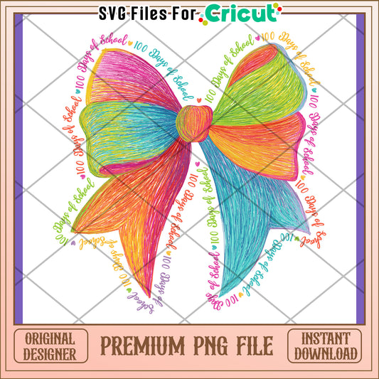 100 Days of School Bow PNG Design
